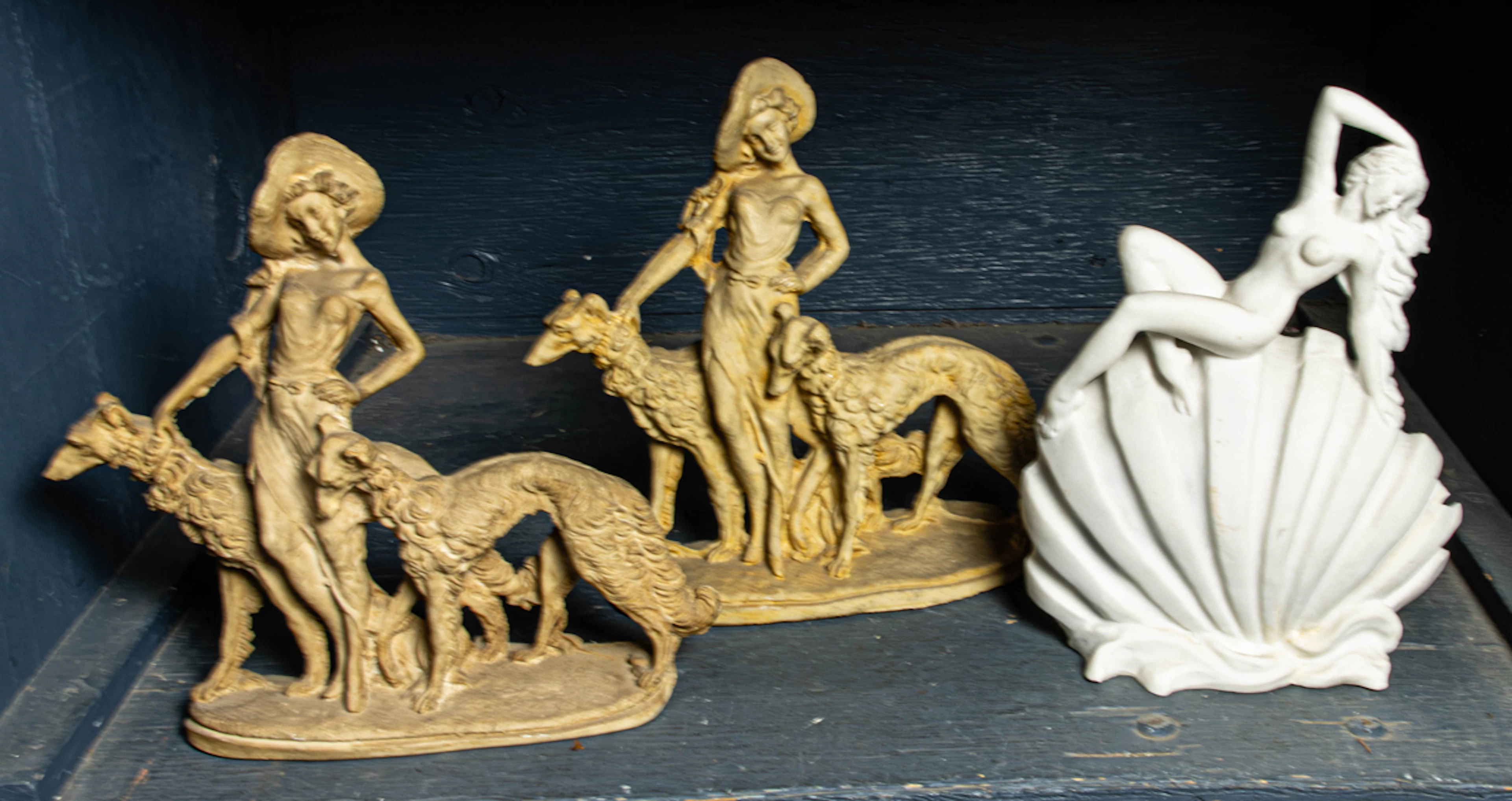 Three Art Deco style figures