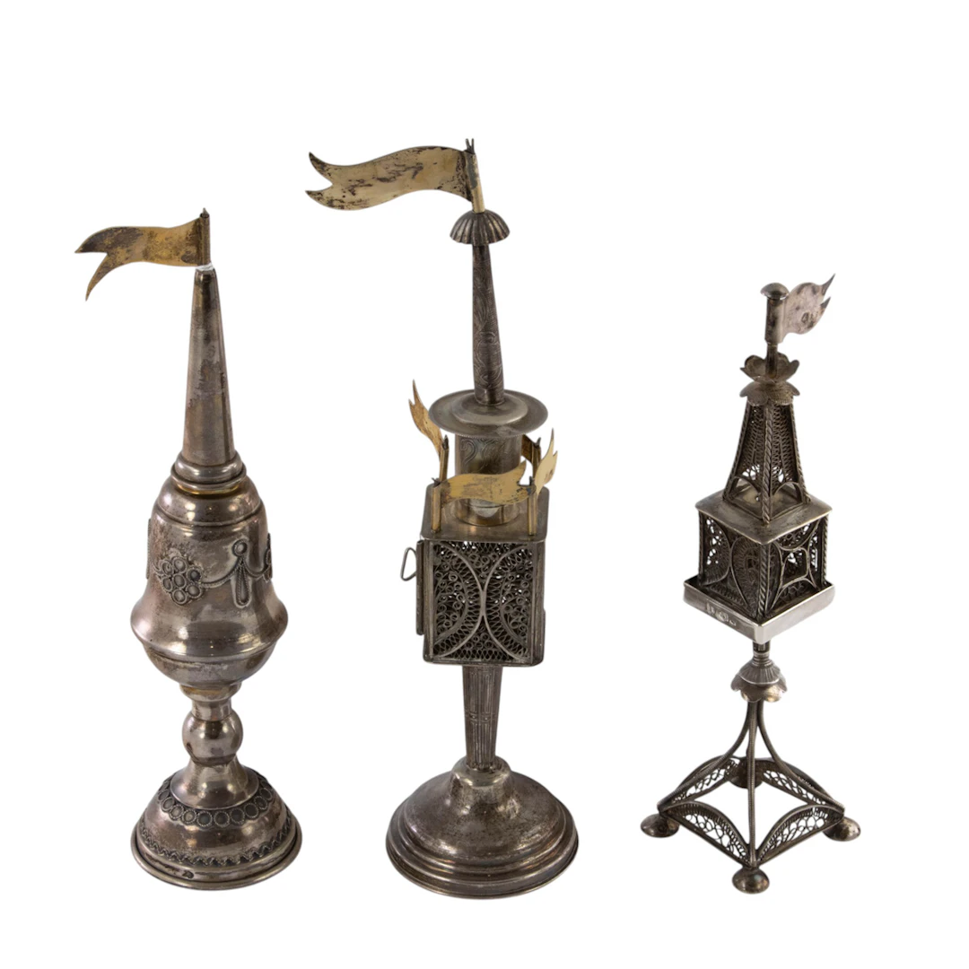 Three silver spice towers
