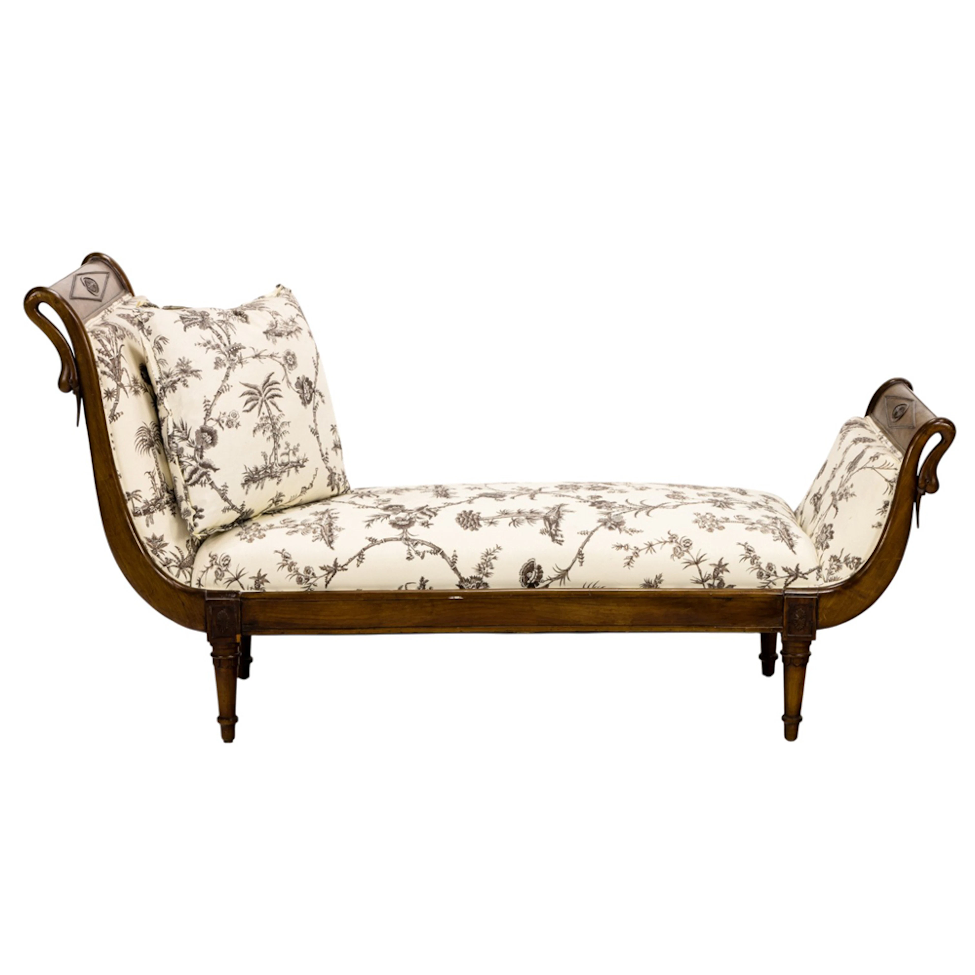 A French Neoclassical style chaise with tufted ottoman