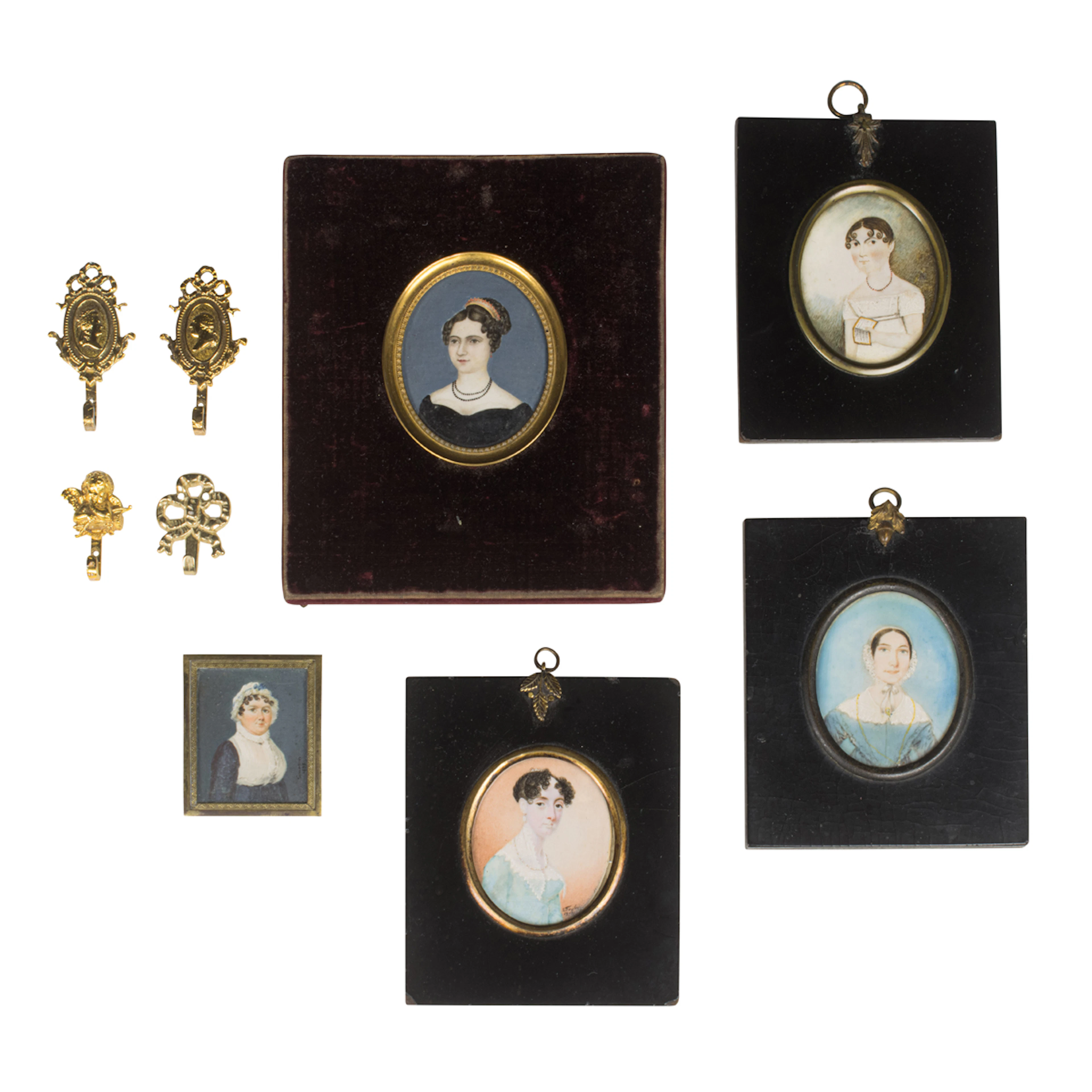 Five portrait miniatures of women