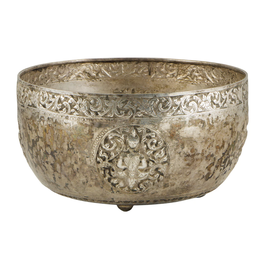 A Burmese silver bowl