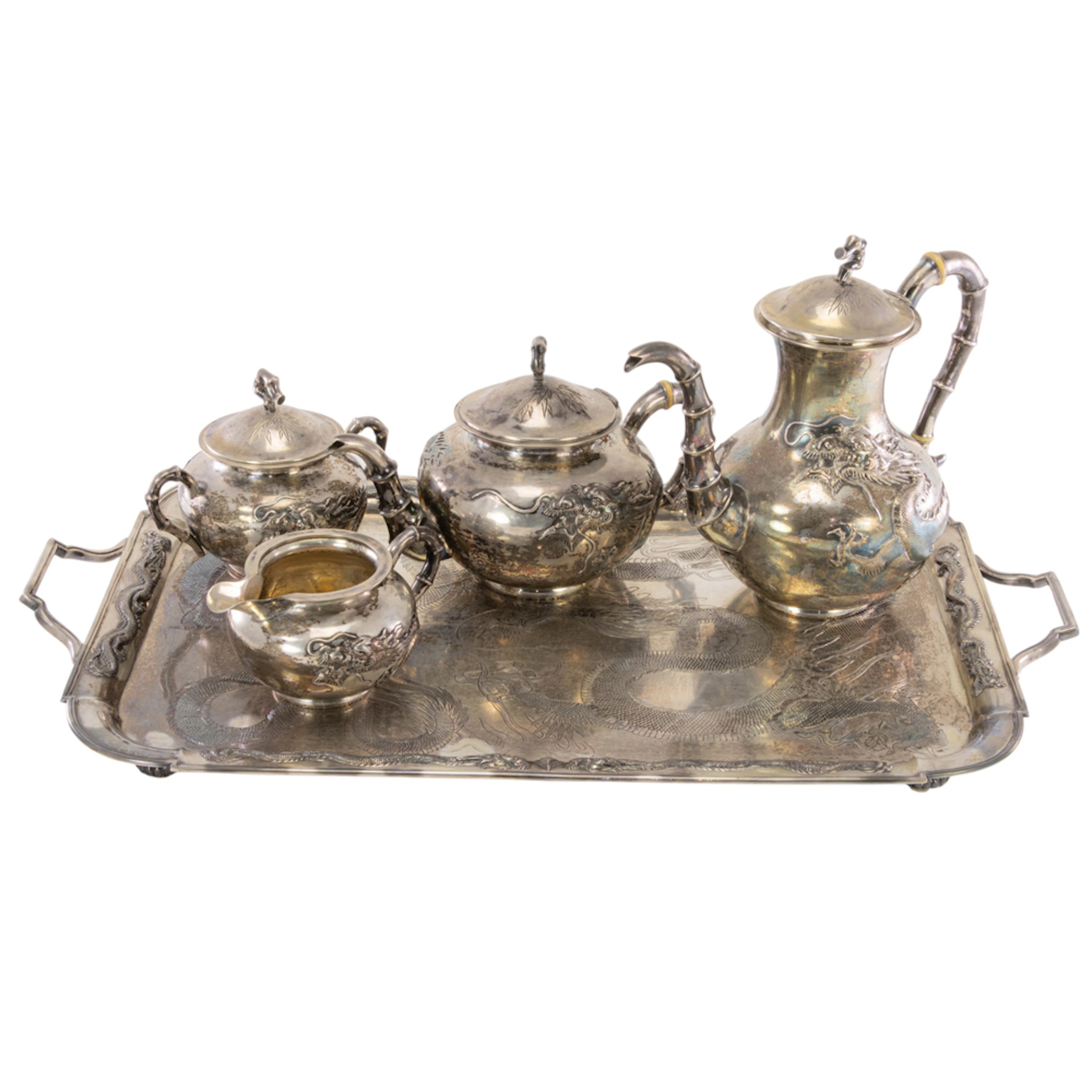 A Chinese export silver tea and coffee service