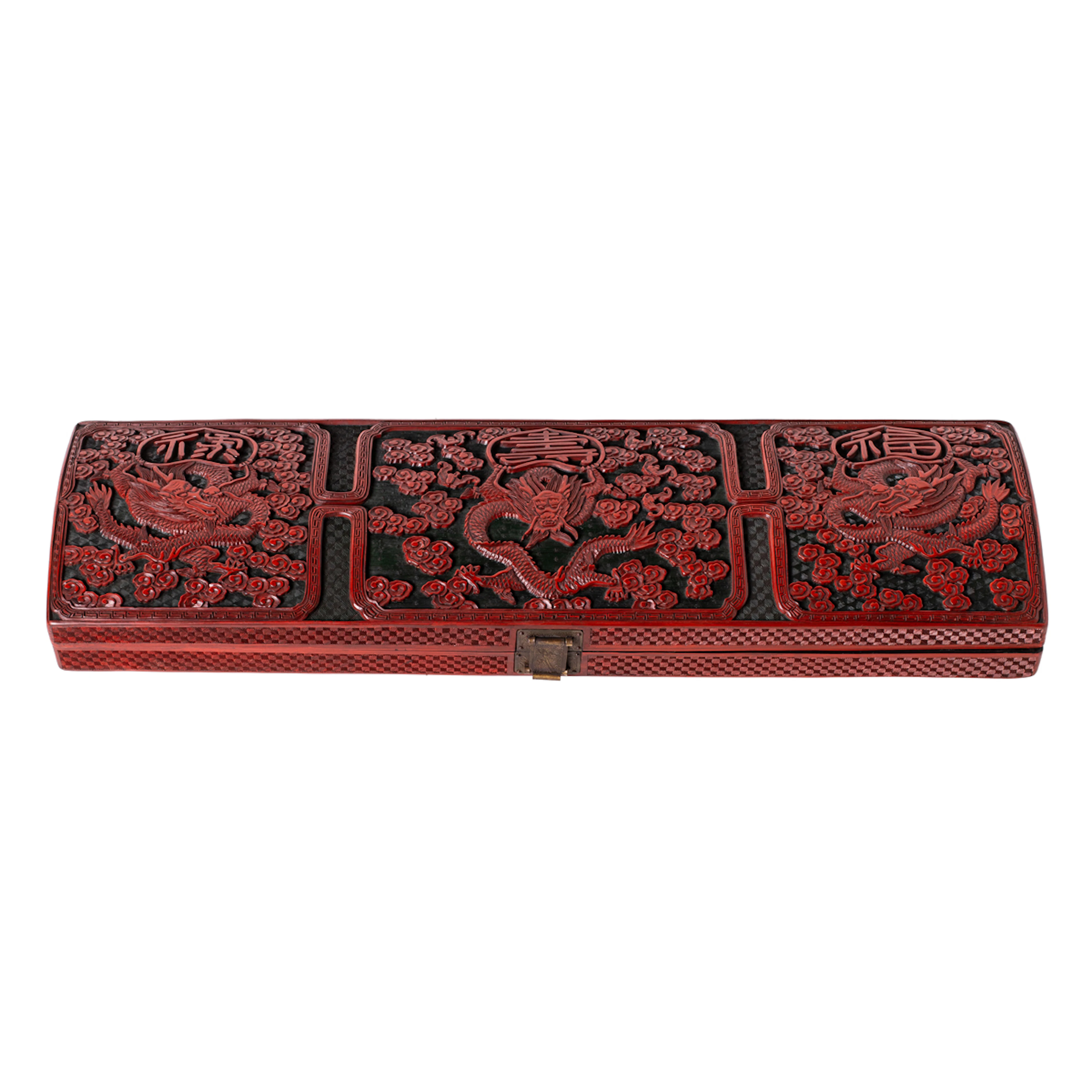 A Chinese cinnabar lacquer sword storage case