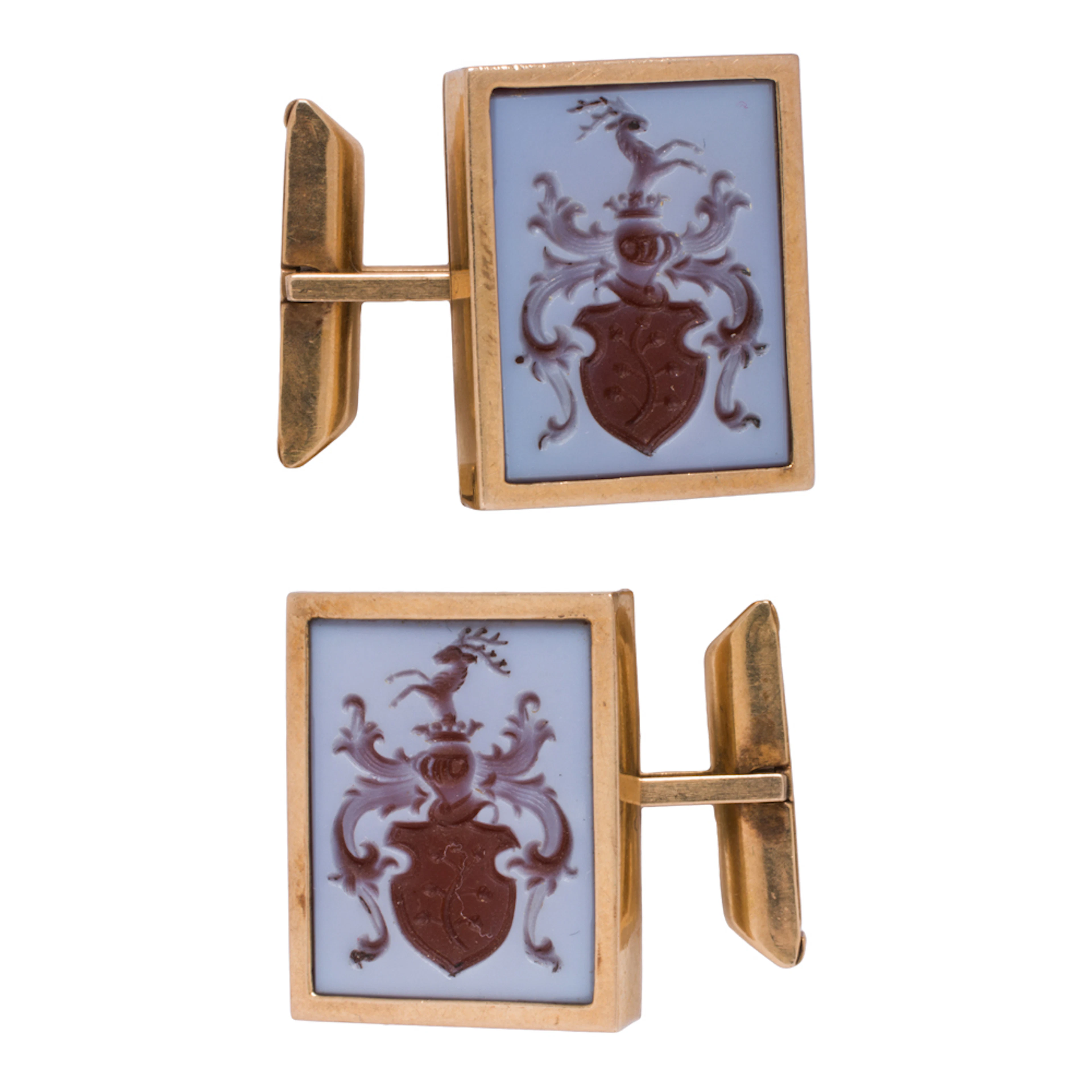 A pair of antique intaglio and 14k gold cufflinks