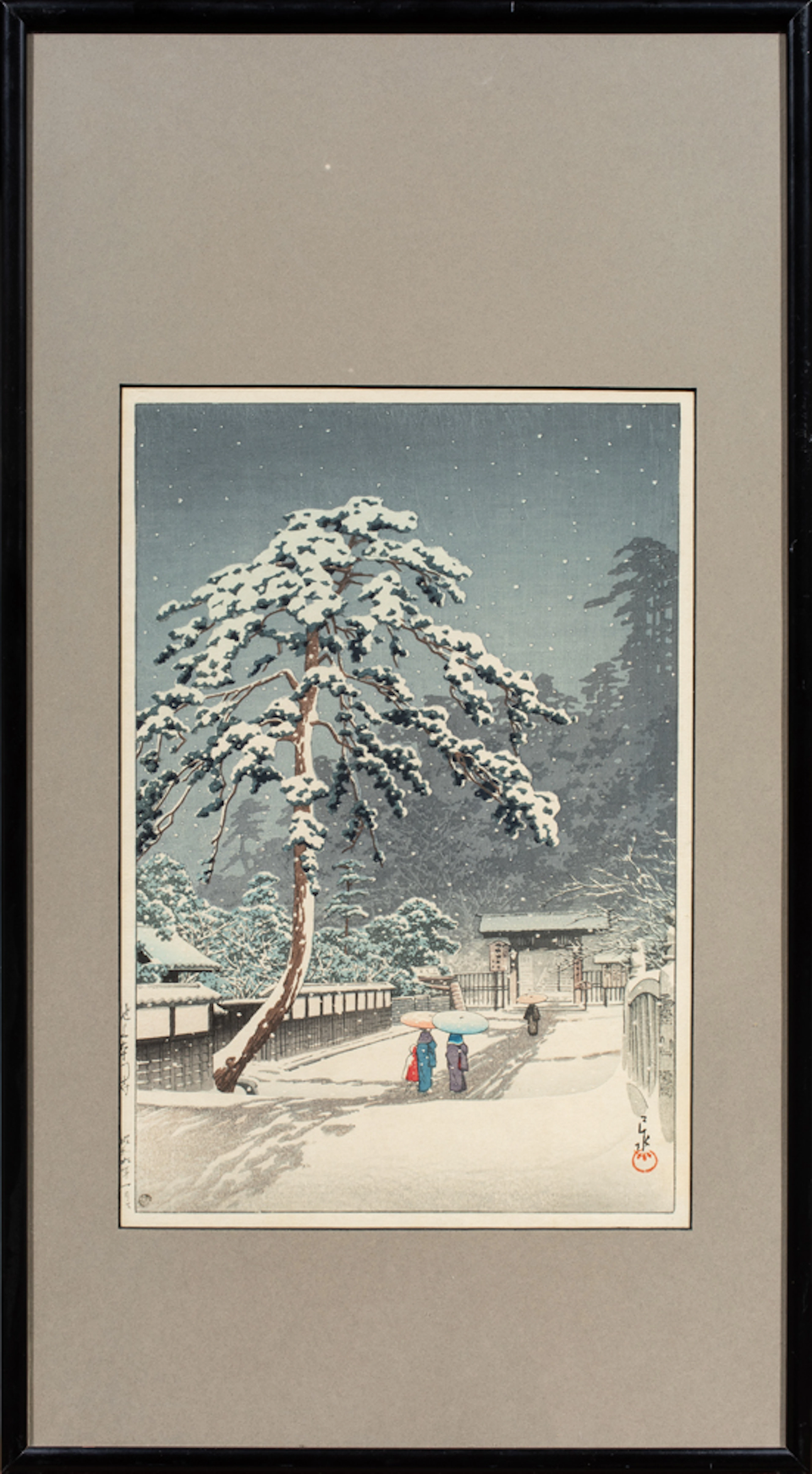 Kawase Hasui (1883-1957) - Honmonji Temple in Snow at Ikegami