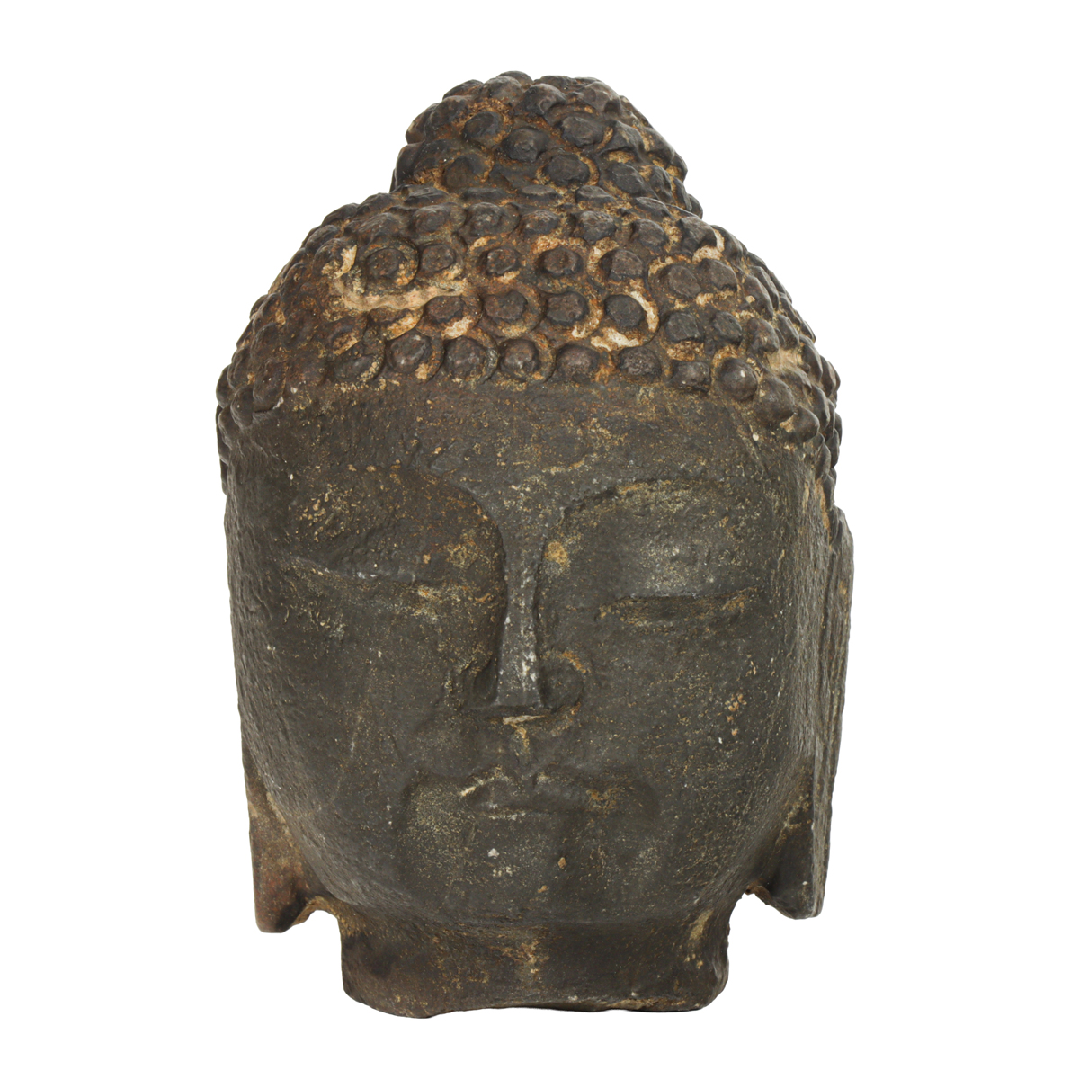 A Japanese stone head of Buddha