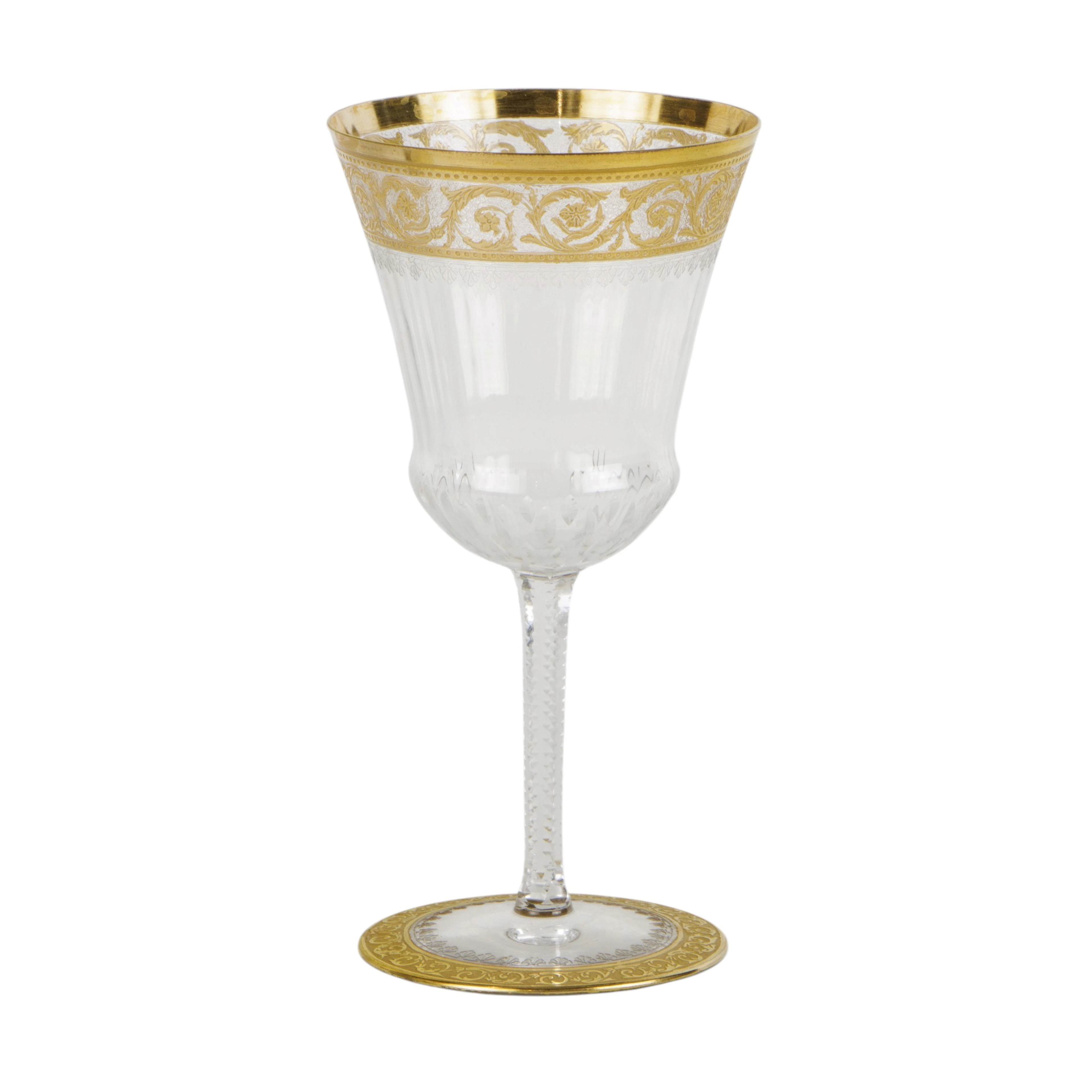 A set of six St. Louis cut glass wine goblets in the Thistle pattern