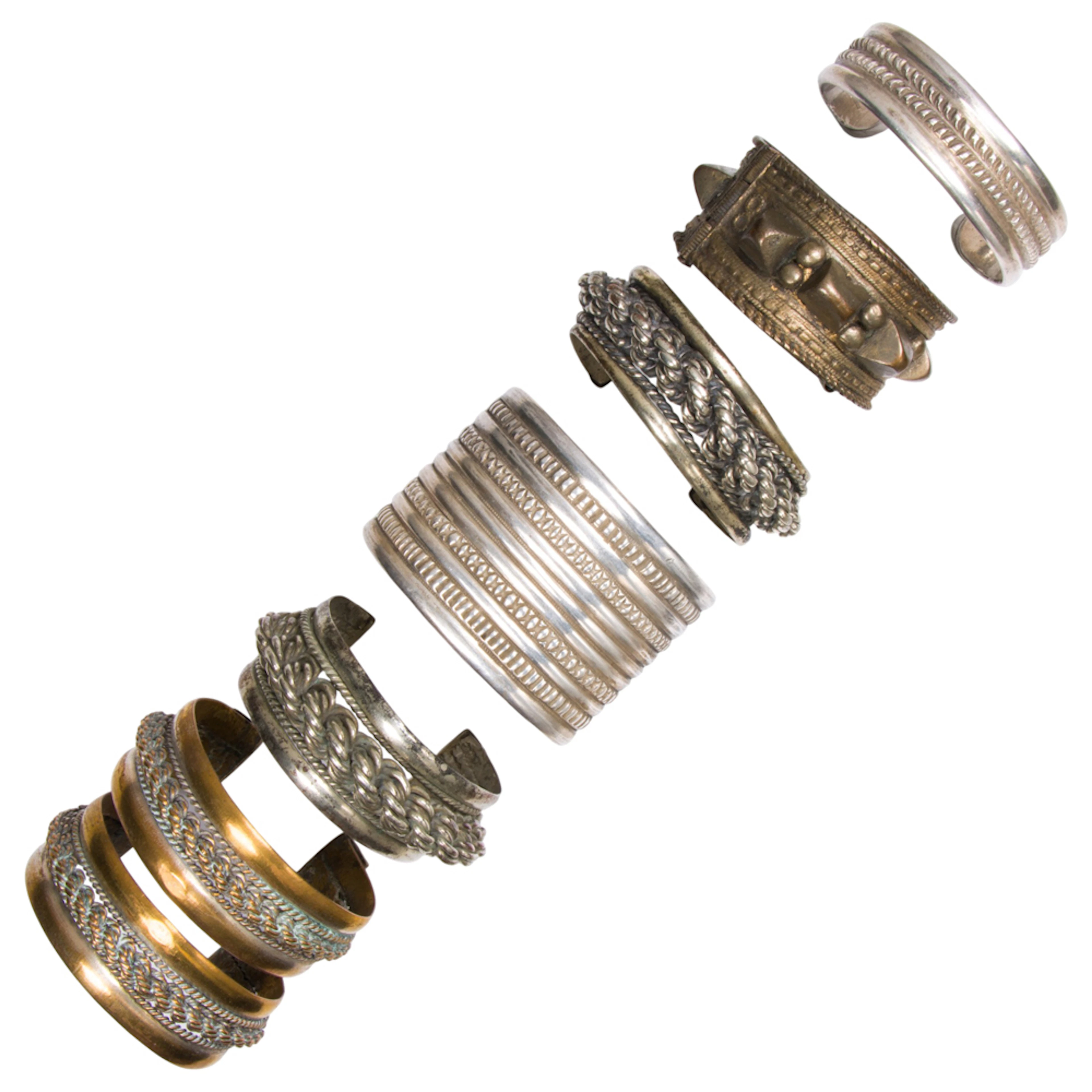 (lot of 7) Chinese silver and metal bracelets