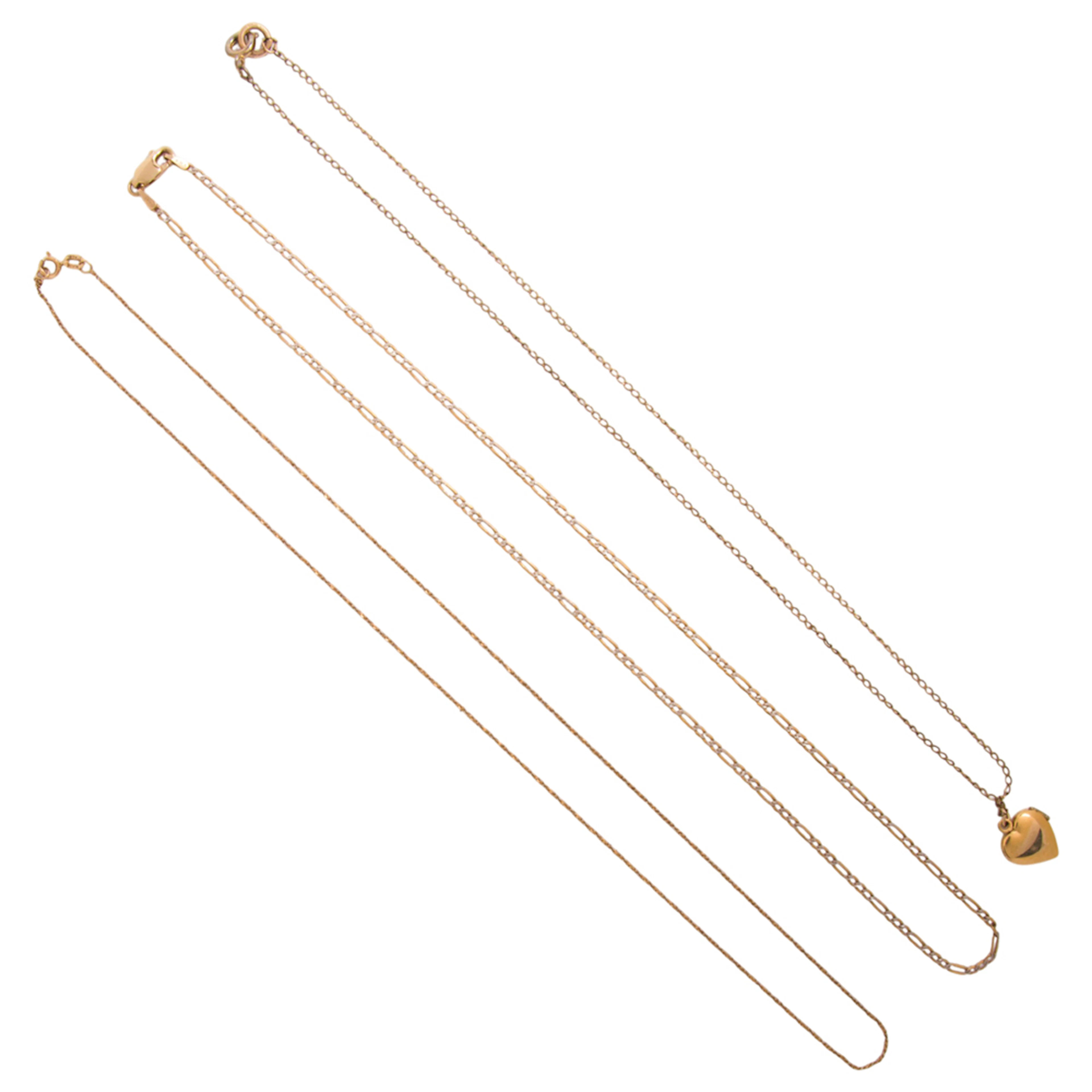 Three gold and gold-filled necklaces