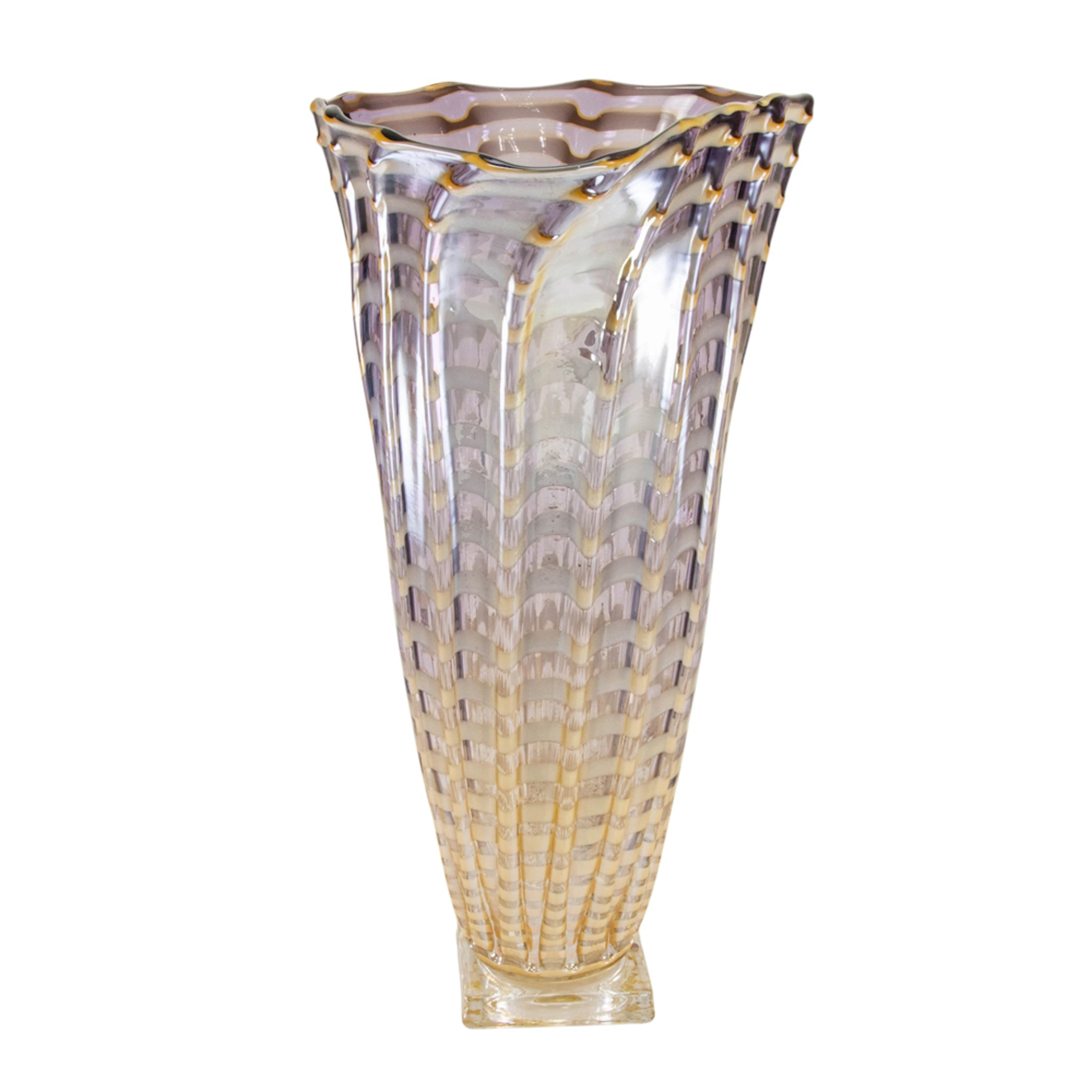 An Italian iridescent glass Zebrato vase, attributed to Barovier and Toso