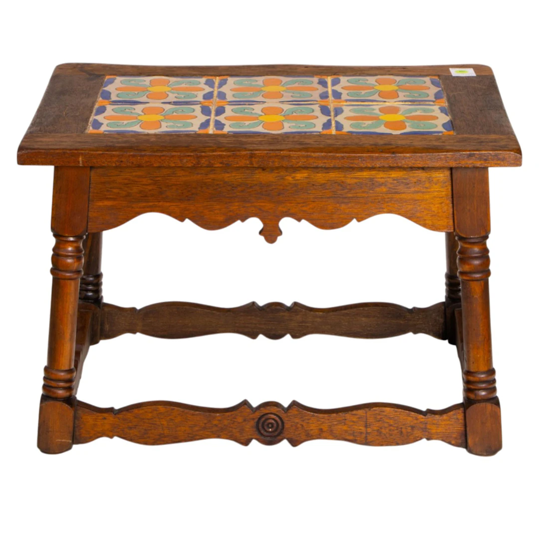 A Spanish Revival six-tile side table, Taylor Tilery, circa 1930s