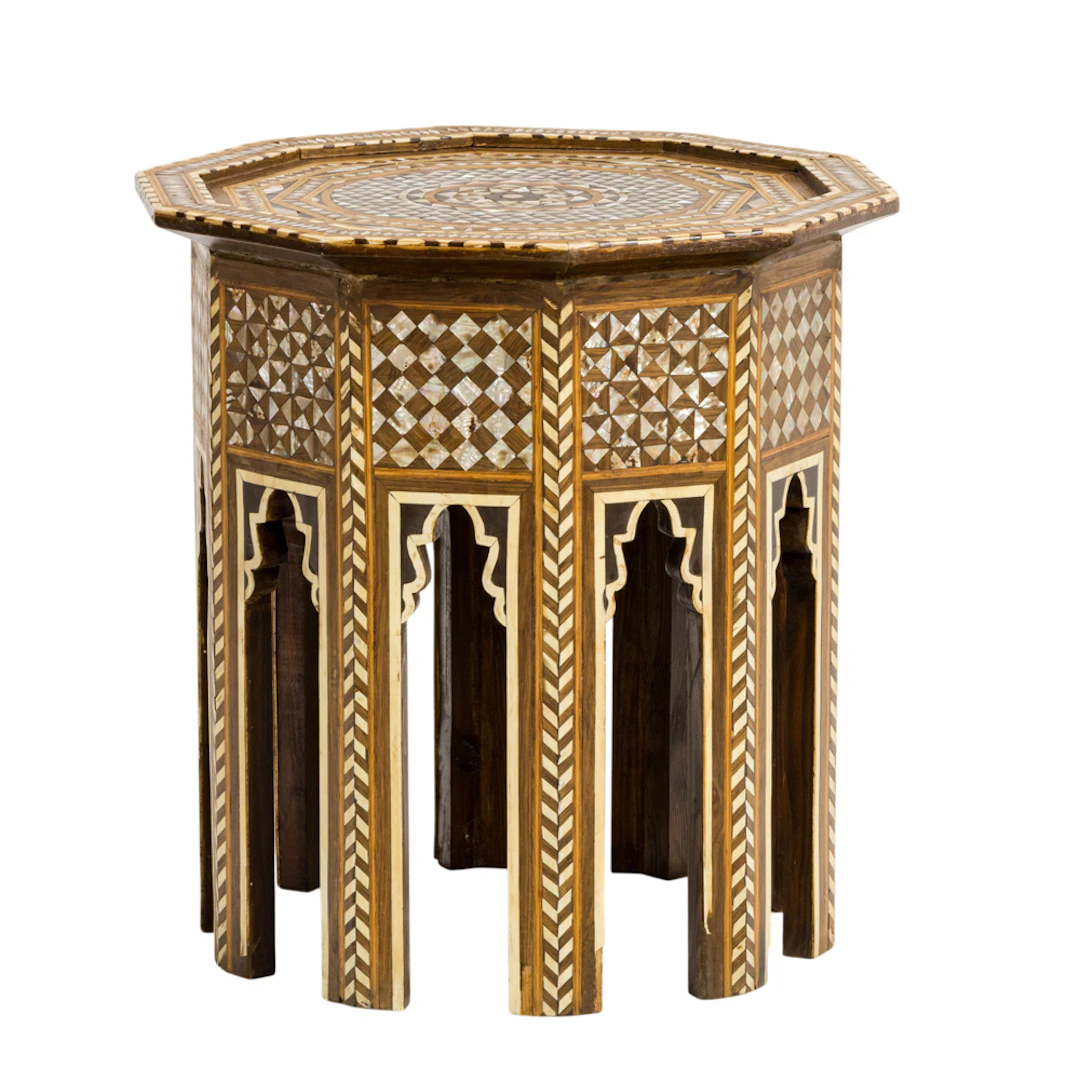 A Levantine shell and bone inlaid octagonal side table