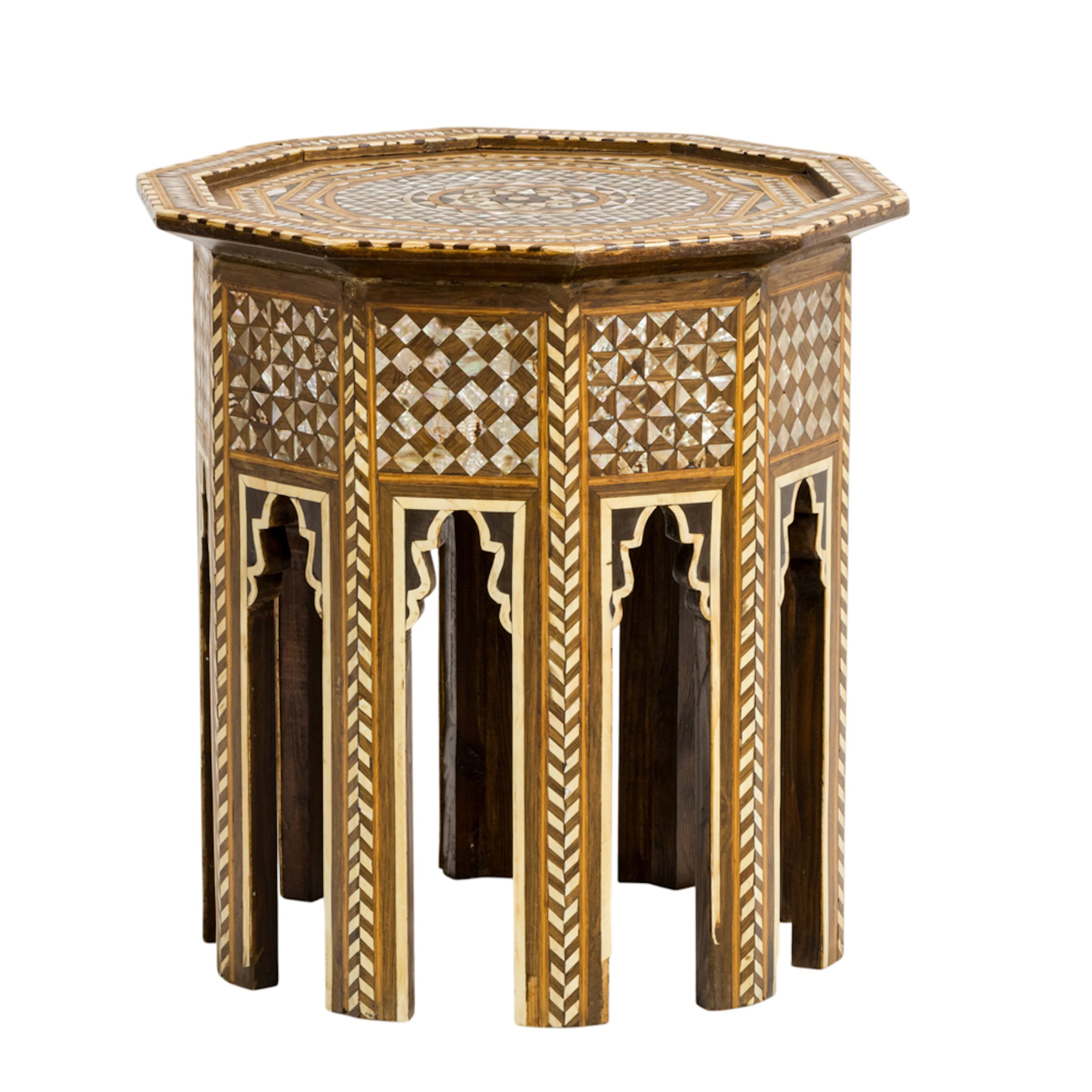 A Levantine shell and bone inlaid octagonal side table