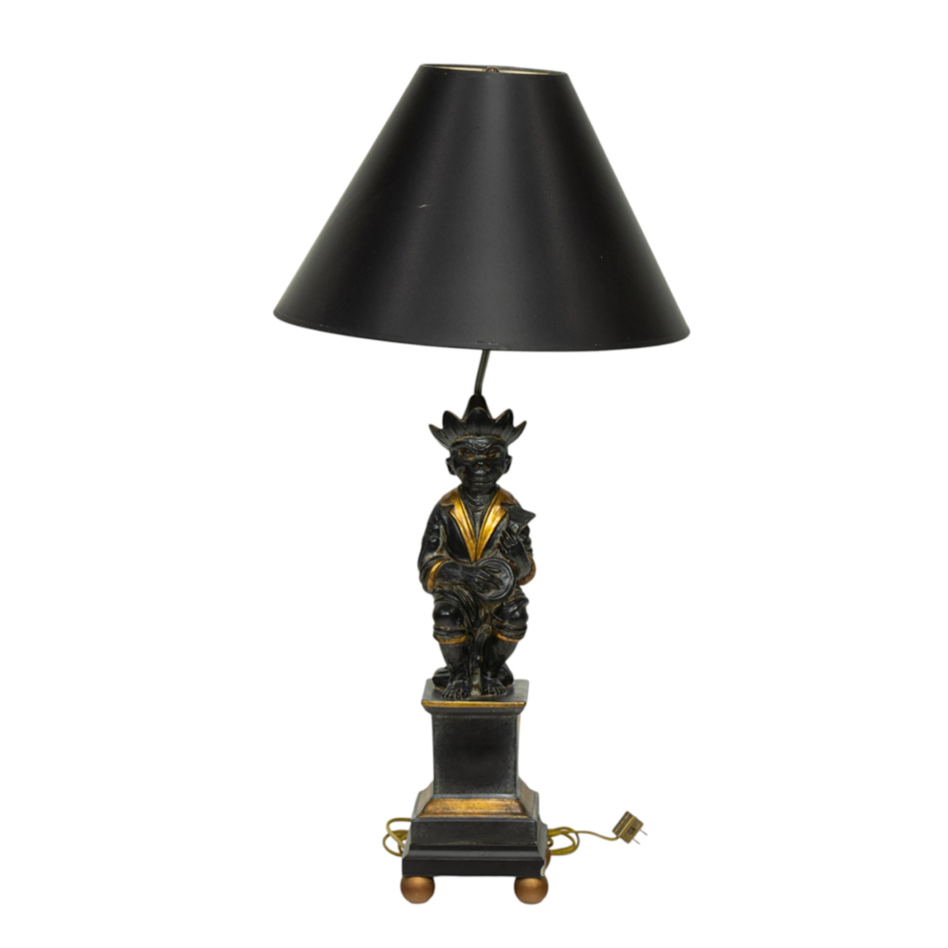 A McKenzie Childs monkey table lamp
