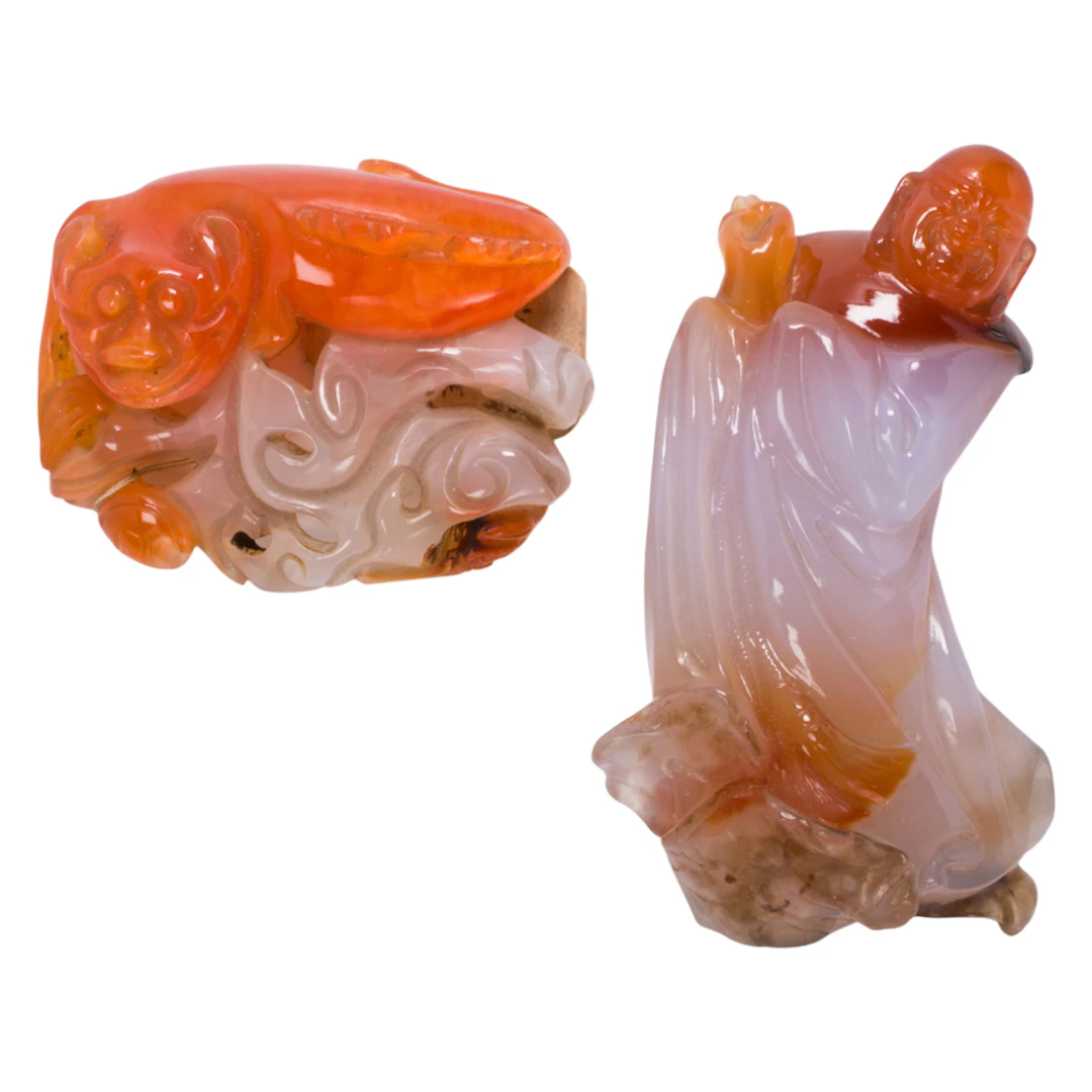 (lot of 2) Chinese agate toggles