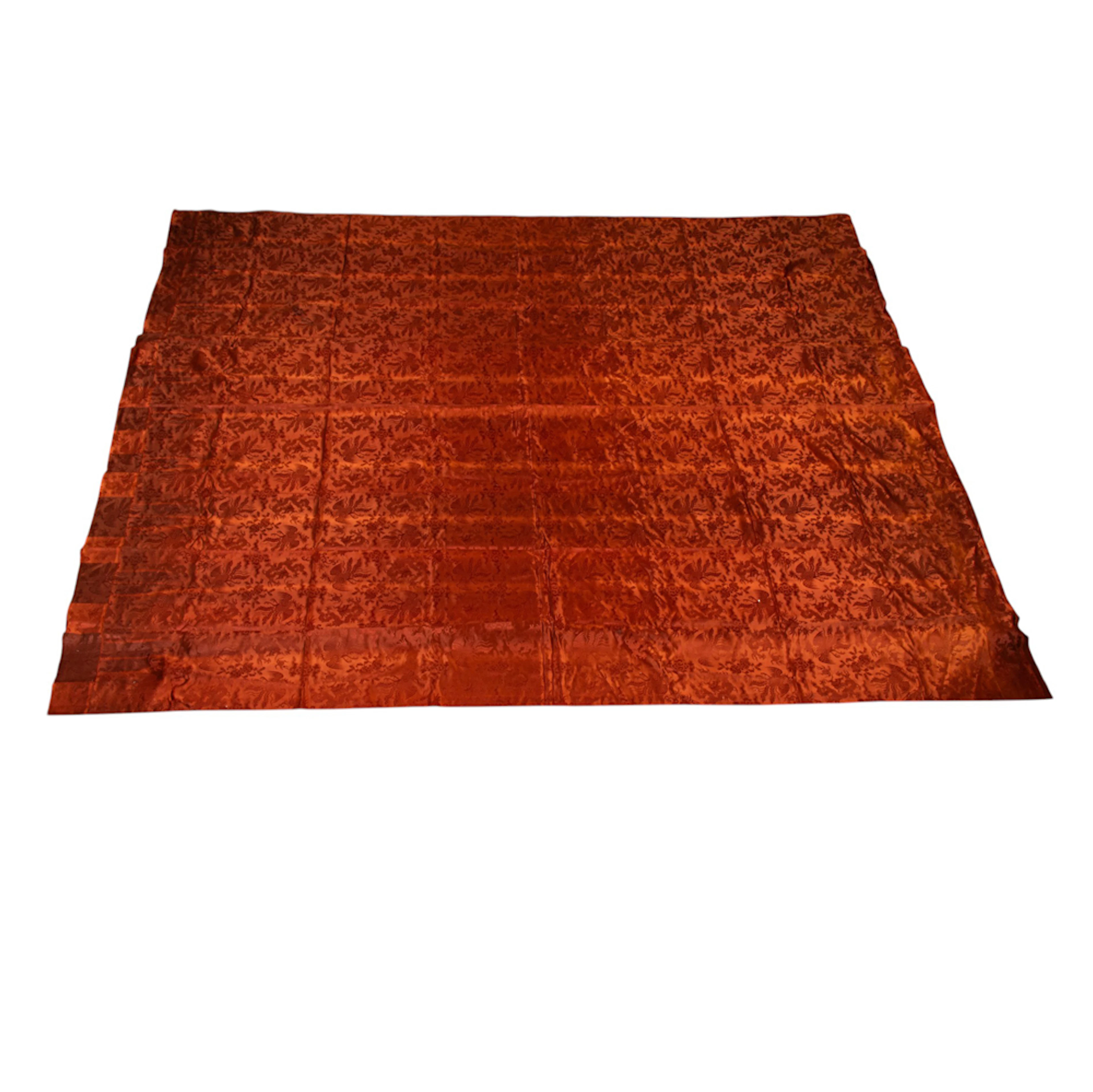 A Chinese woven silk 'dragon' textile fabric
