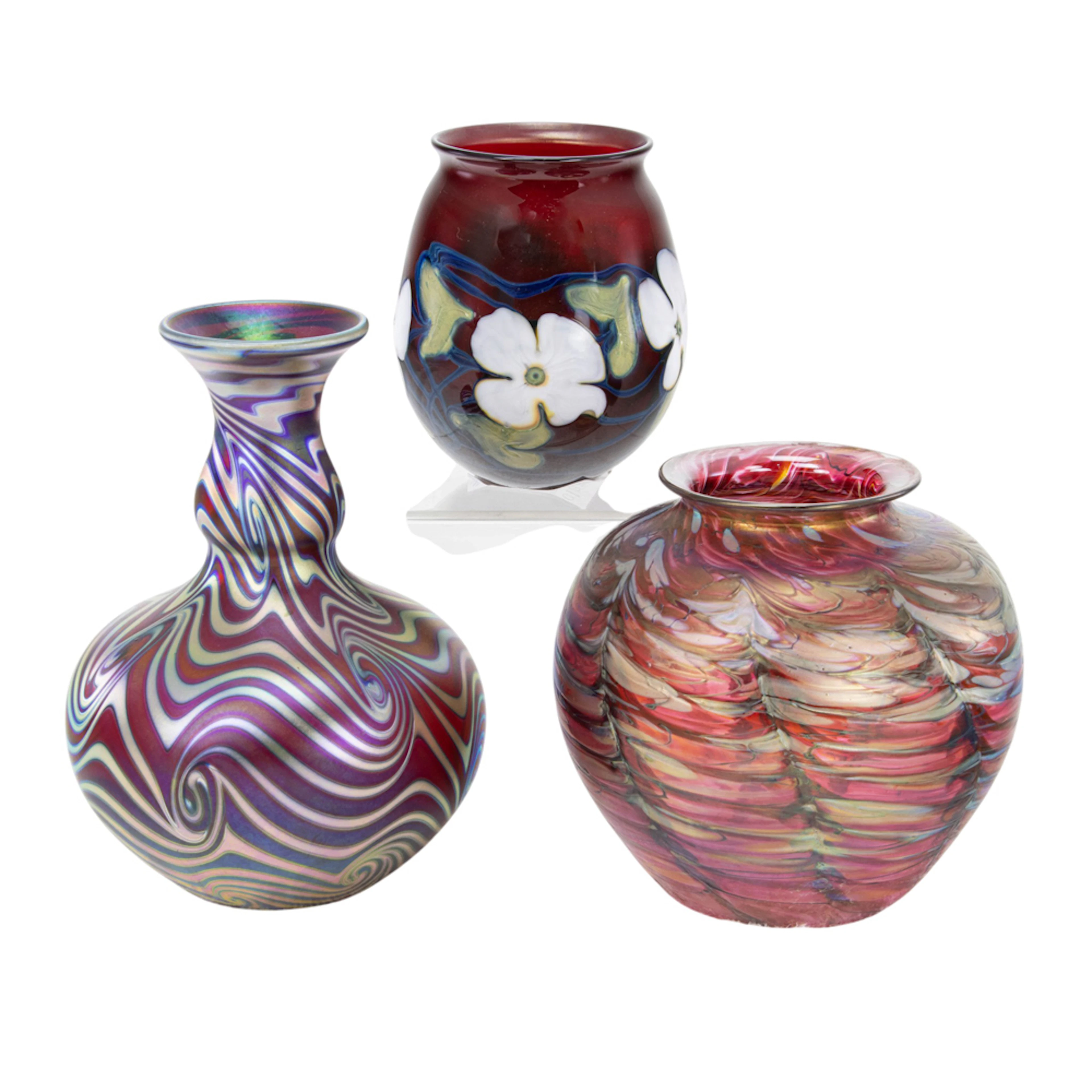Two Charles Lotton art glass table articles