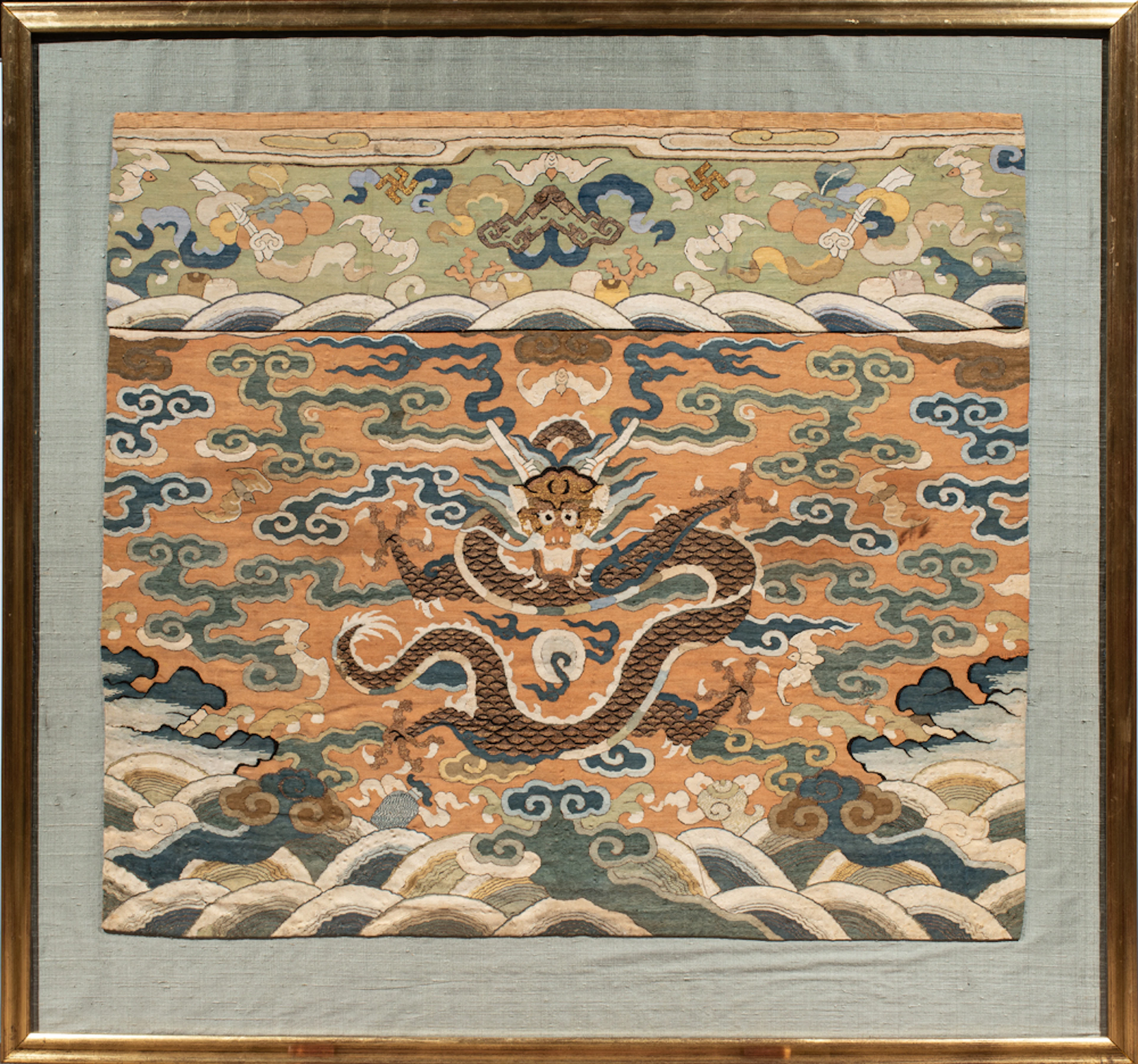 A Chinese kesi-woven altar 'dragon' panel