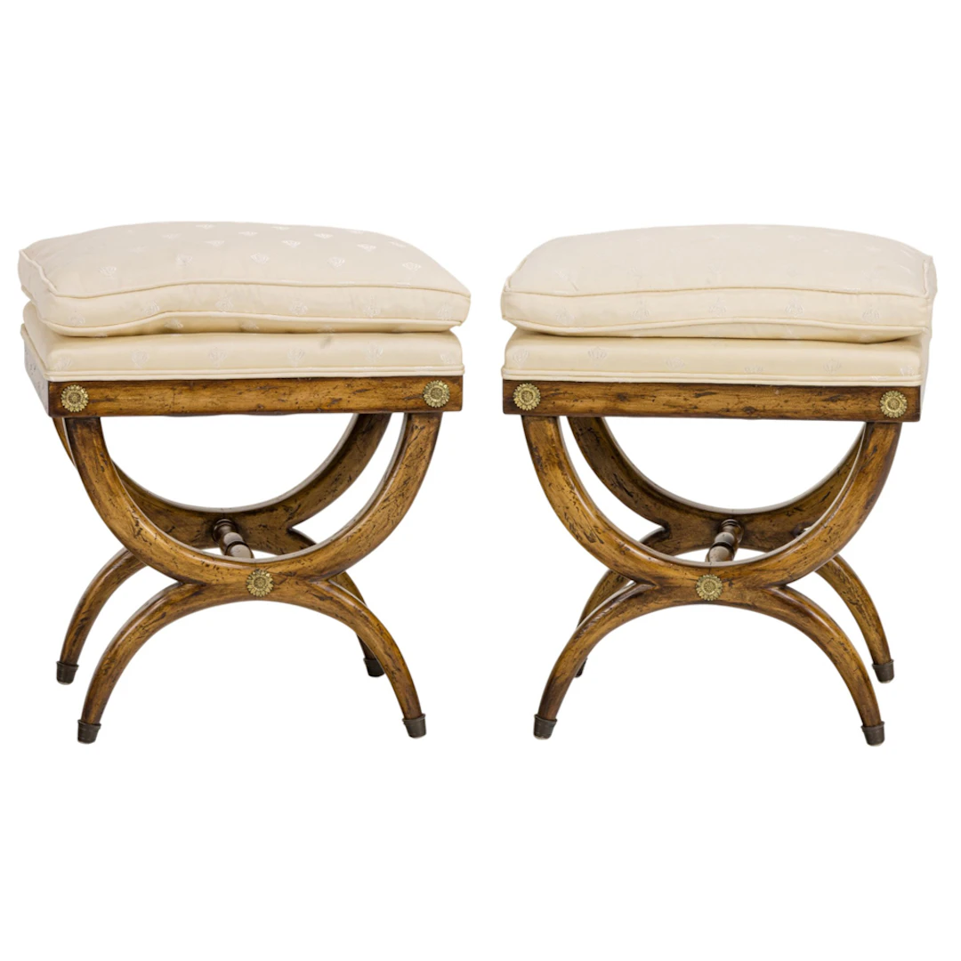 A pair of Neoclassical style curule stools