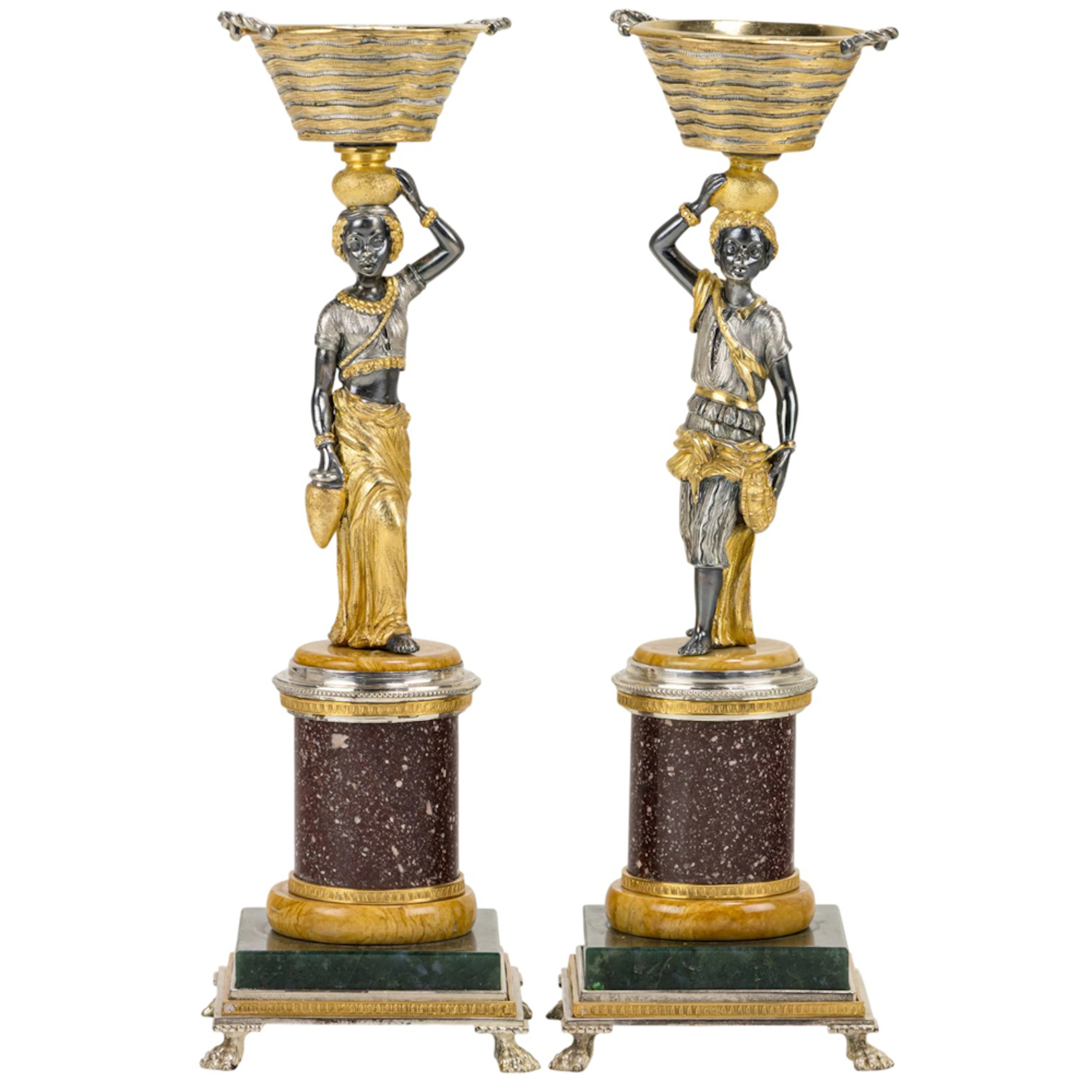 A pair of Attilio Codognato semi-precious stone mounted silver-gilt