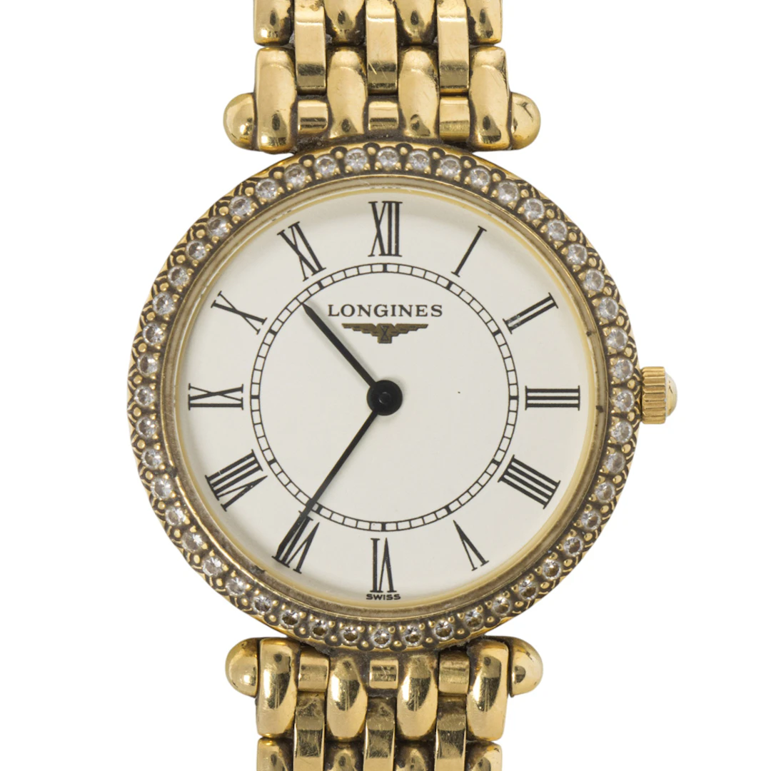 A Longines diamond and 18k gold watch
