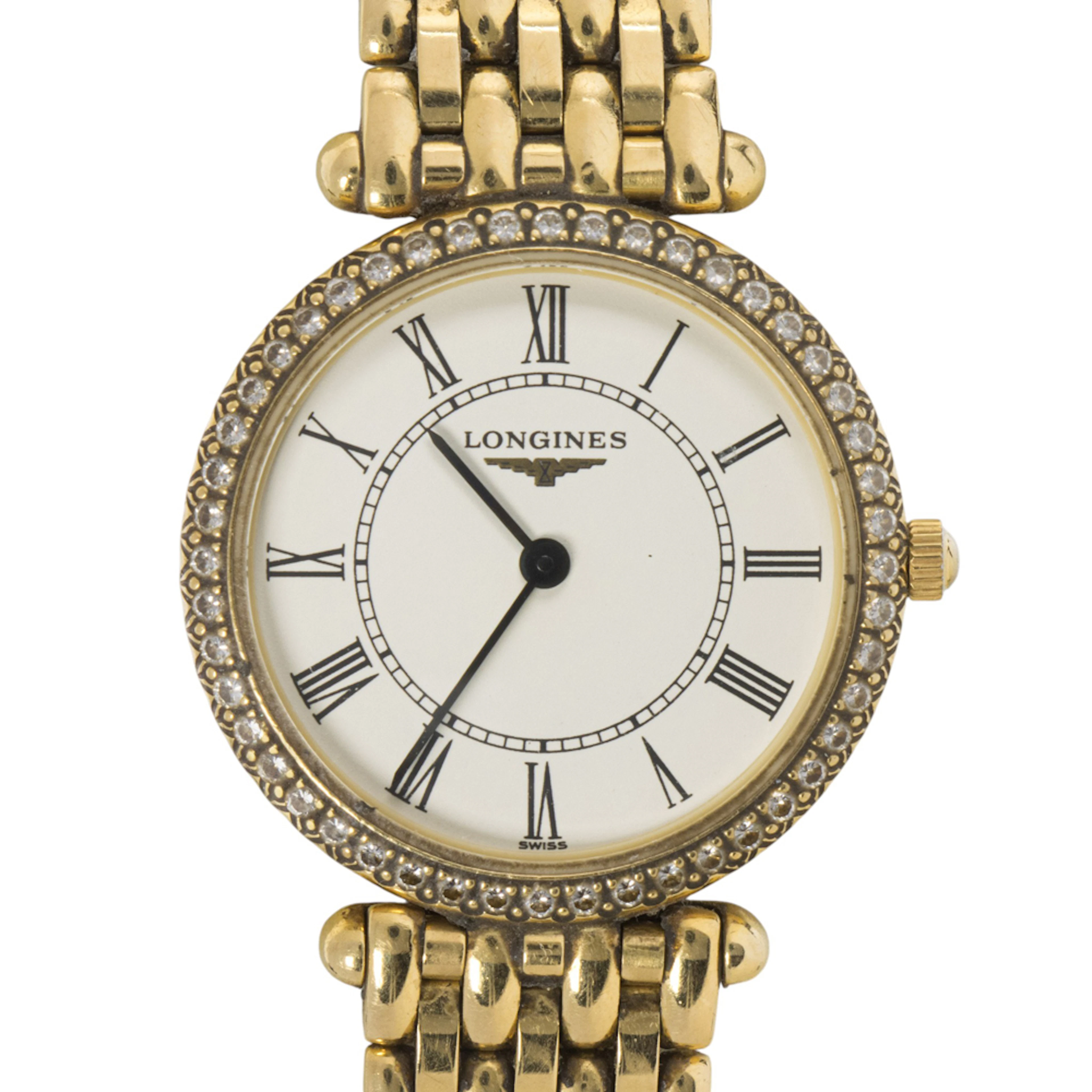 A Longines diamond and 18k gold watch