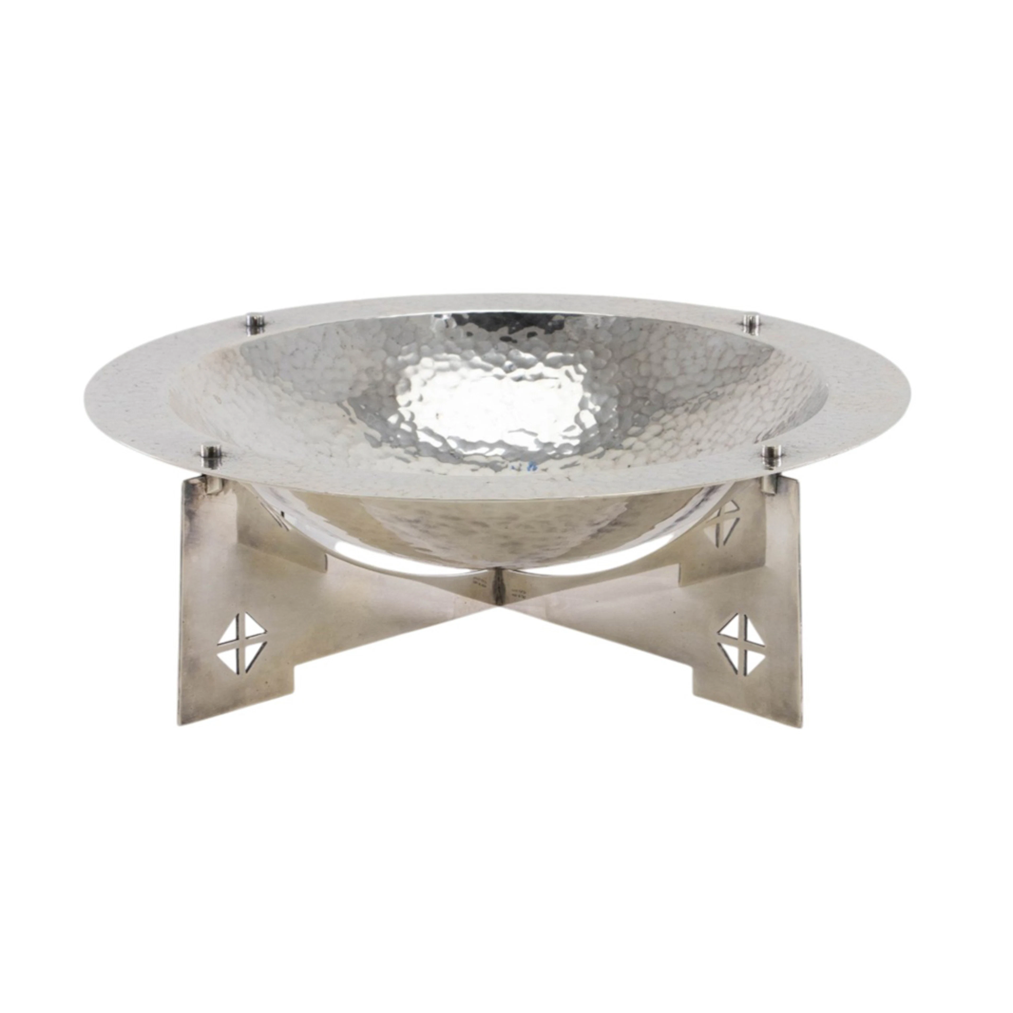 A Swid Powell hammered silver plated footed bowl