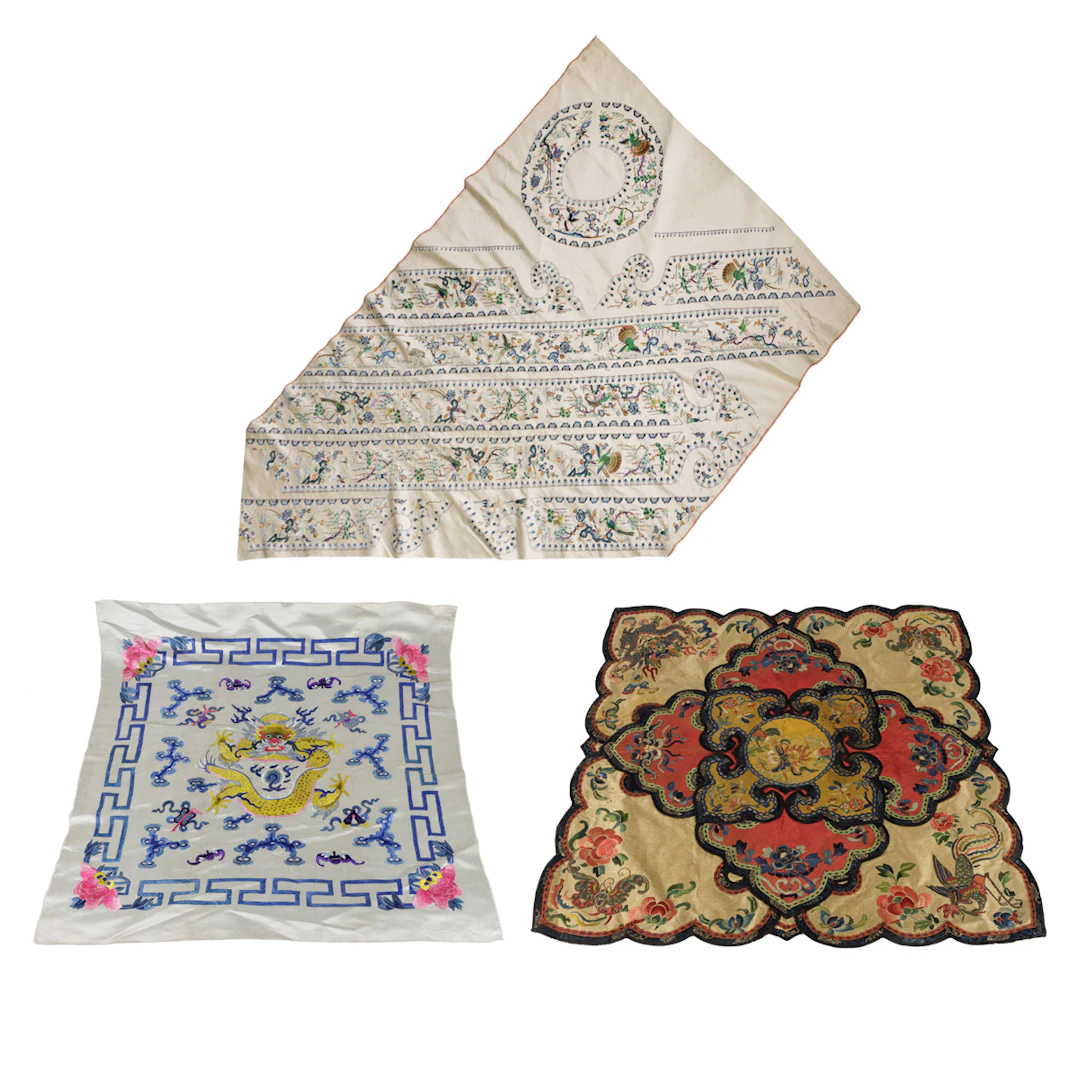 (lot of 3) Chinese embroidered panels