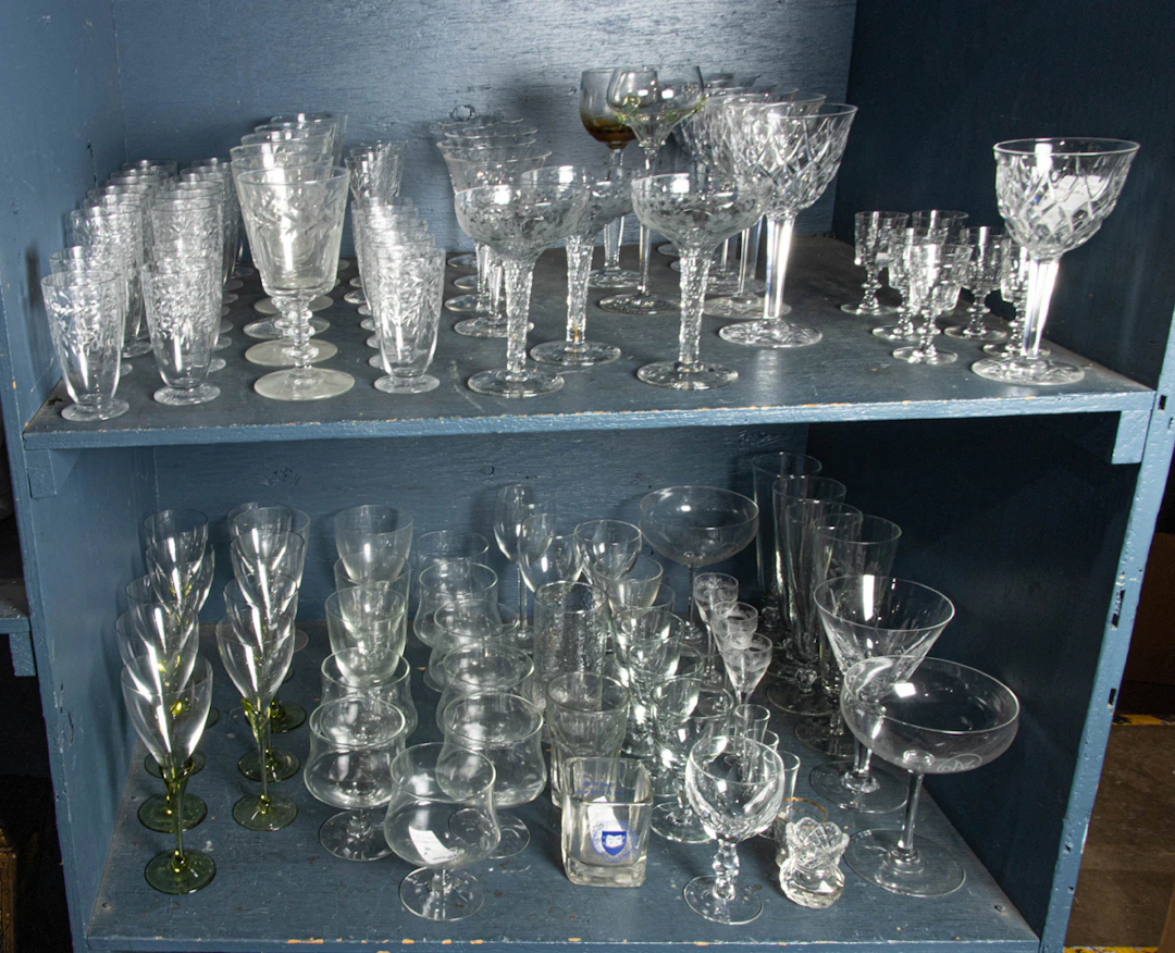 An assembled group of mainly glass stemware