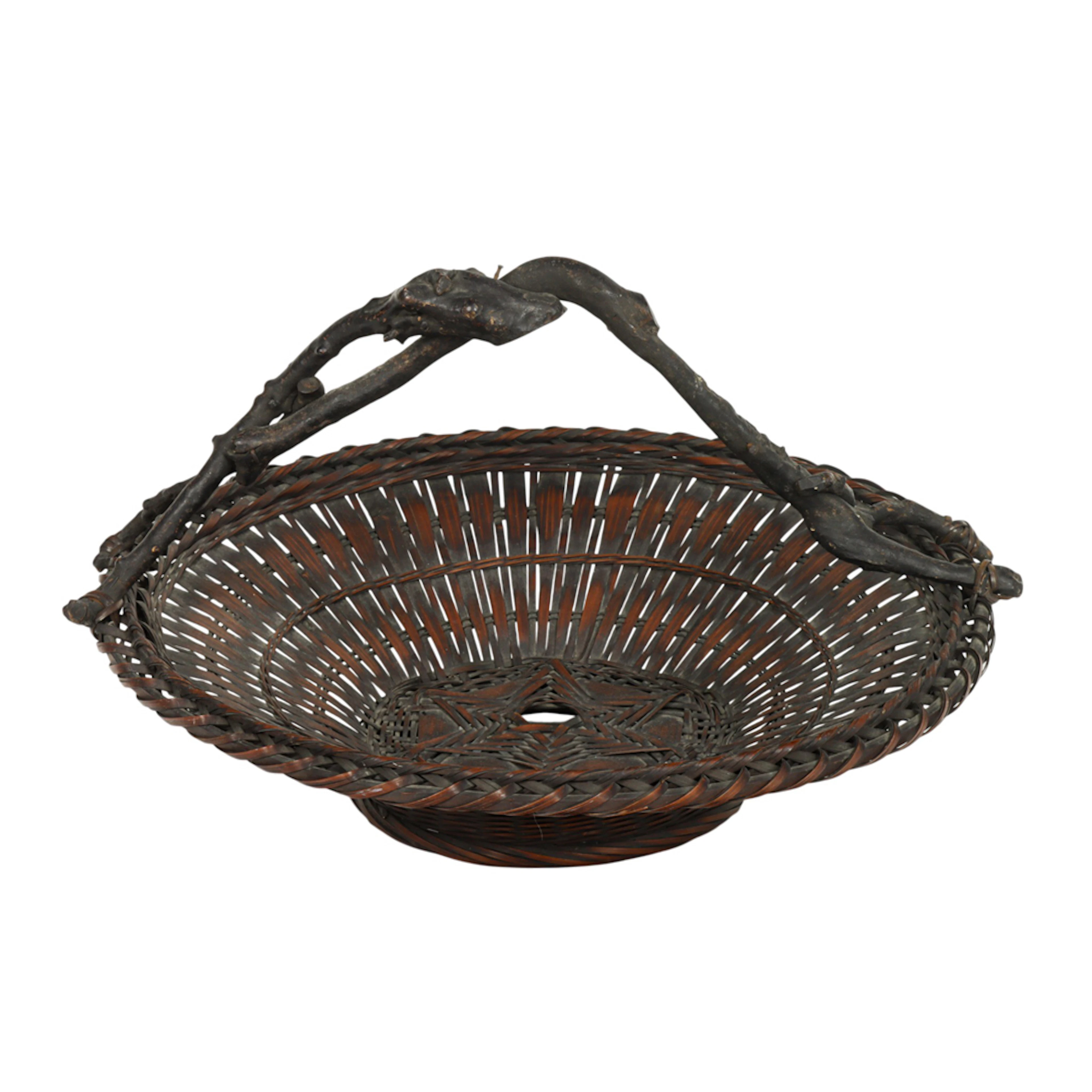 A Japanese bamboo ikebana basket