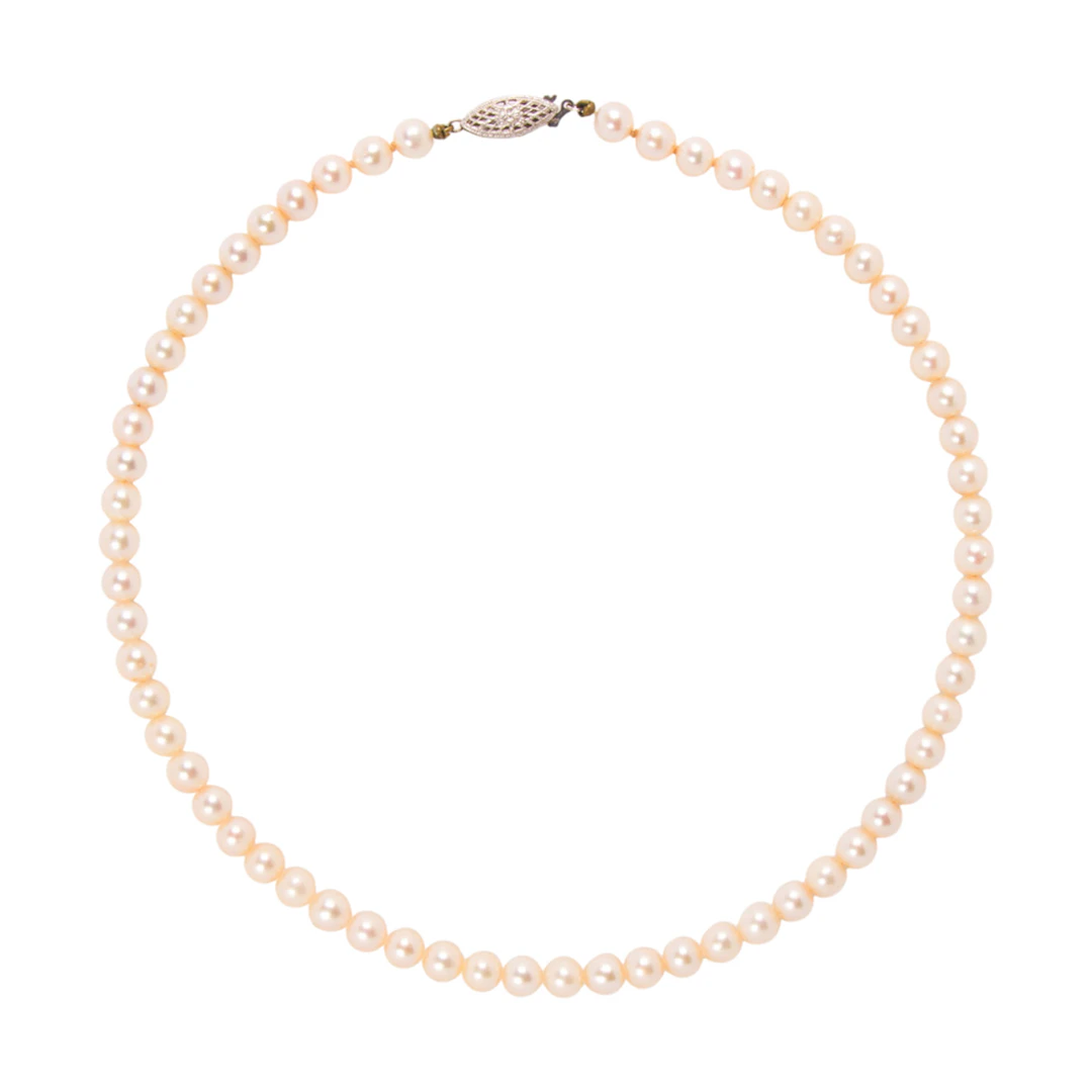 A cultured pearl and 14k white gold necklace