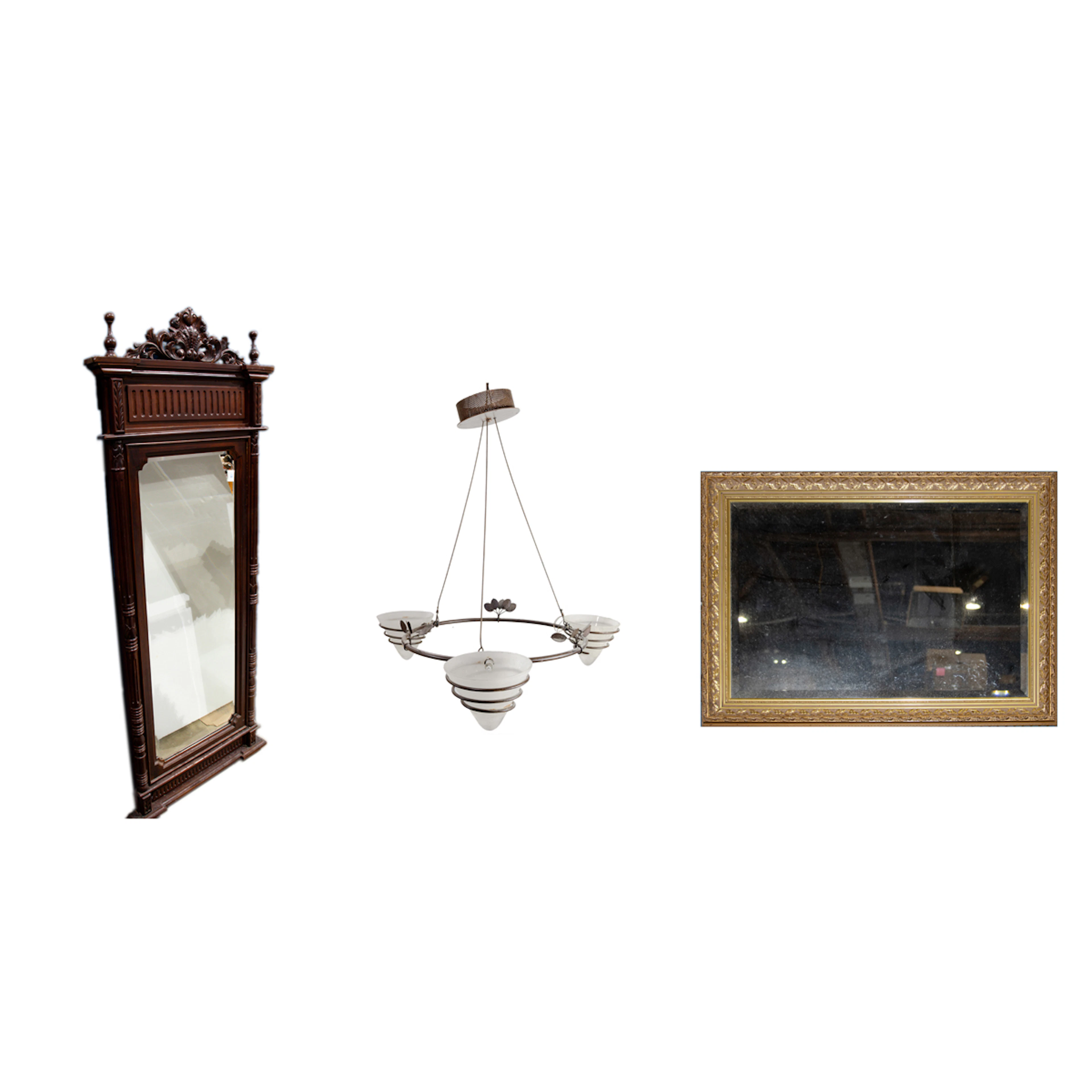 Two mirrors and a light fixture