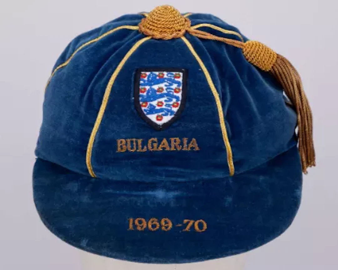 Emlyn Hughes a blue England v. Bulgaria U.23 International cap, 1969-70