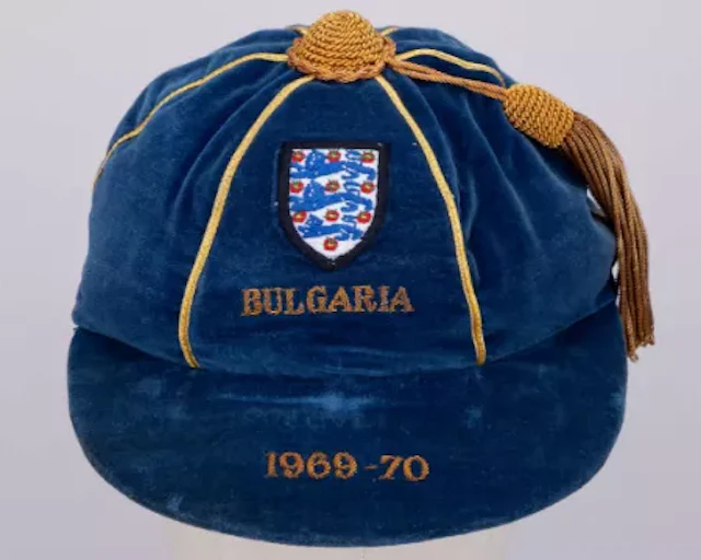 Emlyn Hughes a blue England v. Bulgaria U.23 International cap, 1969-70