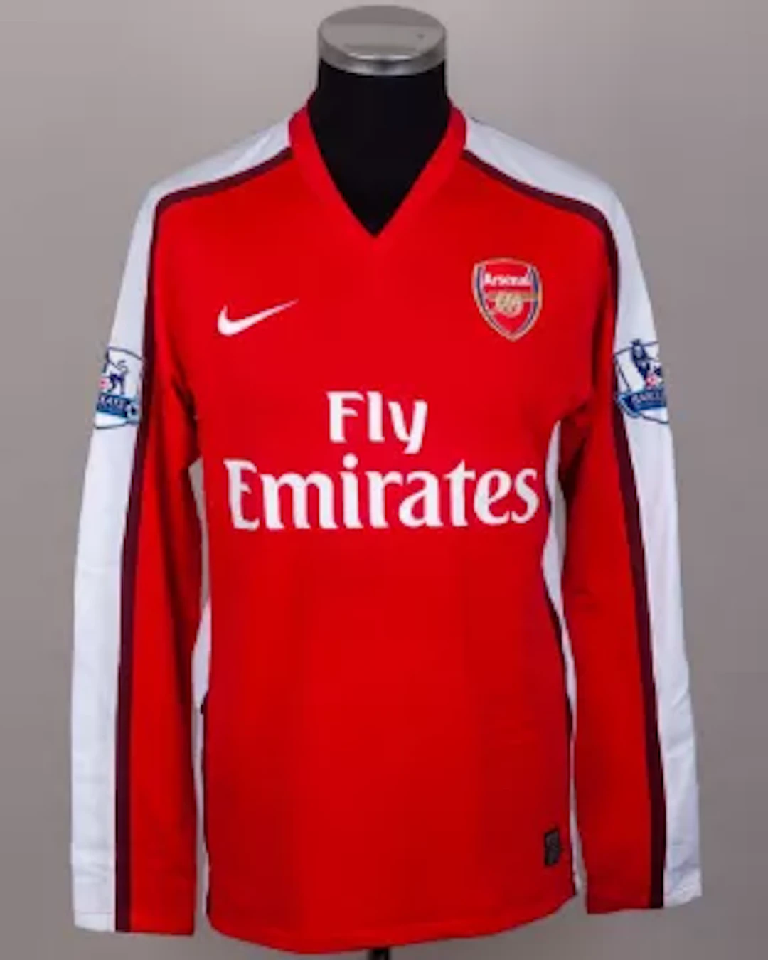 Cesc Fàbregas red No.4 Arsenal match-worn long-sleeved shirt, 2008