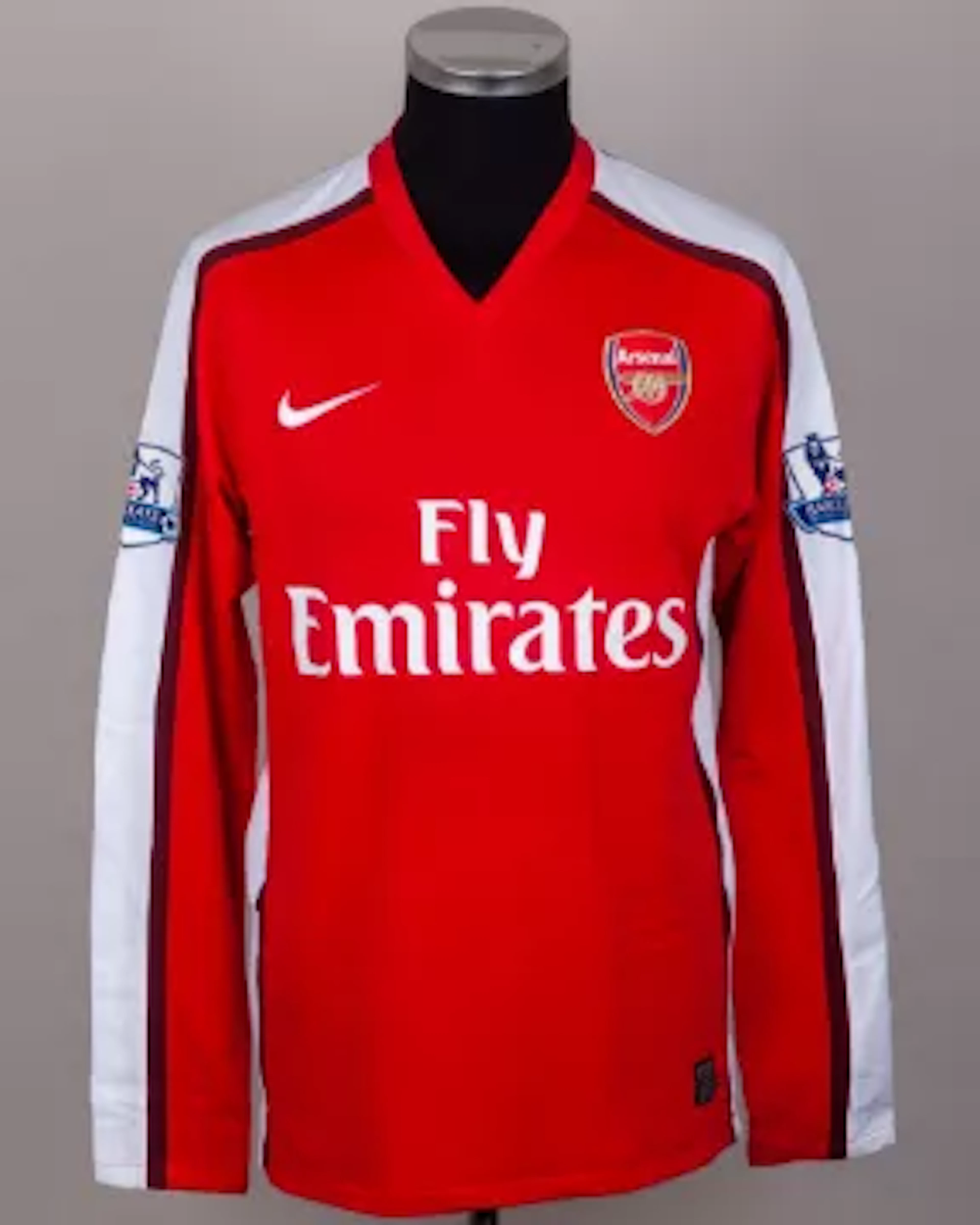Cesc Fàbregas red No.4 Arsenal match-worn long-sleeved shirt, 2008