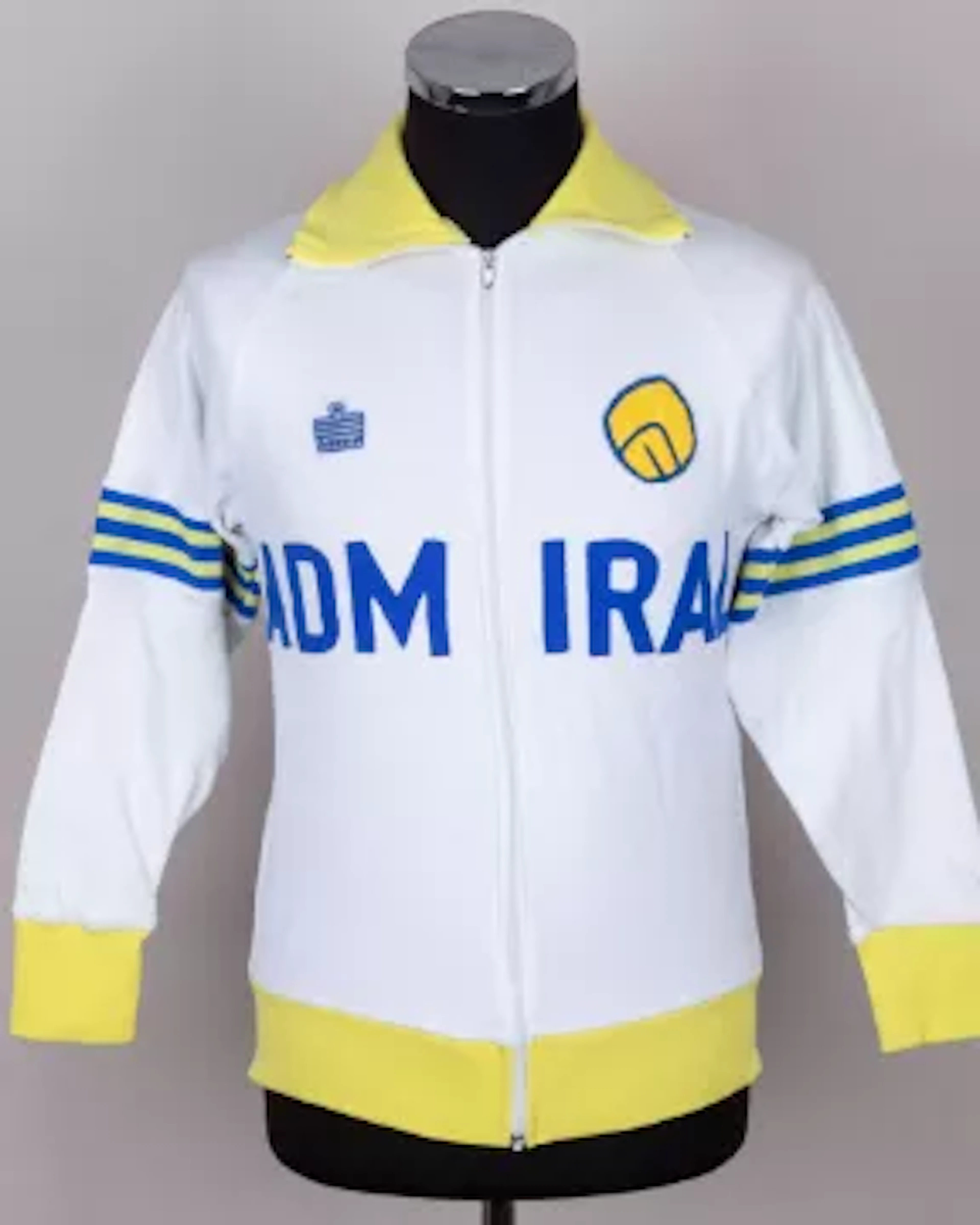 Paul Reaney white, yellow and blue Leeds United tracksuit top, 1973-74