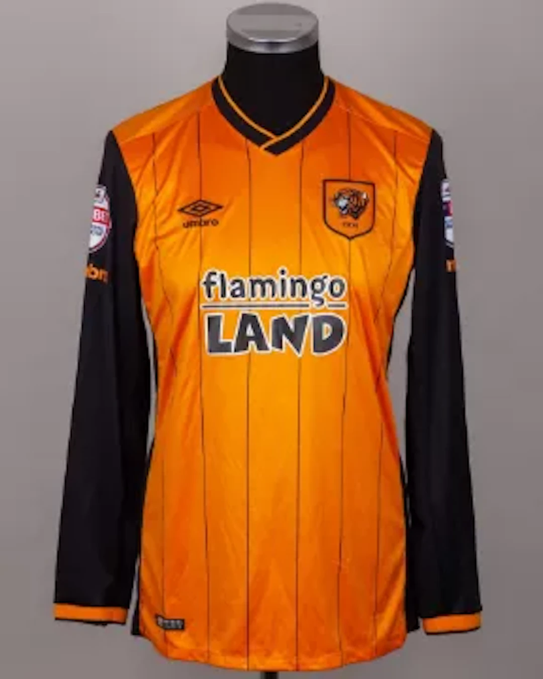 Ryan Taylor orange and black No.5 Hull City match worn long-sleeved shirt
