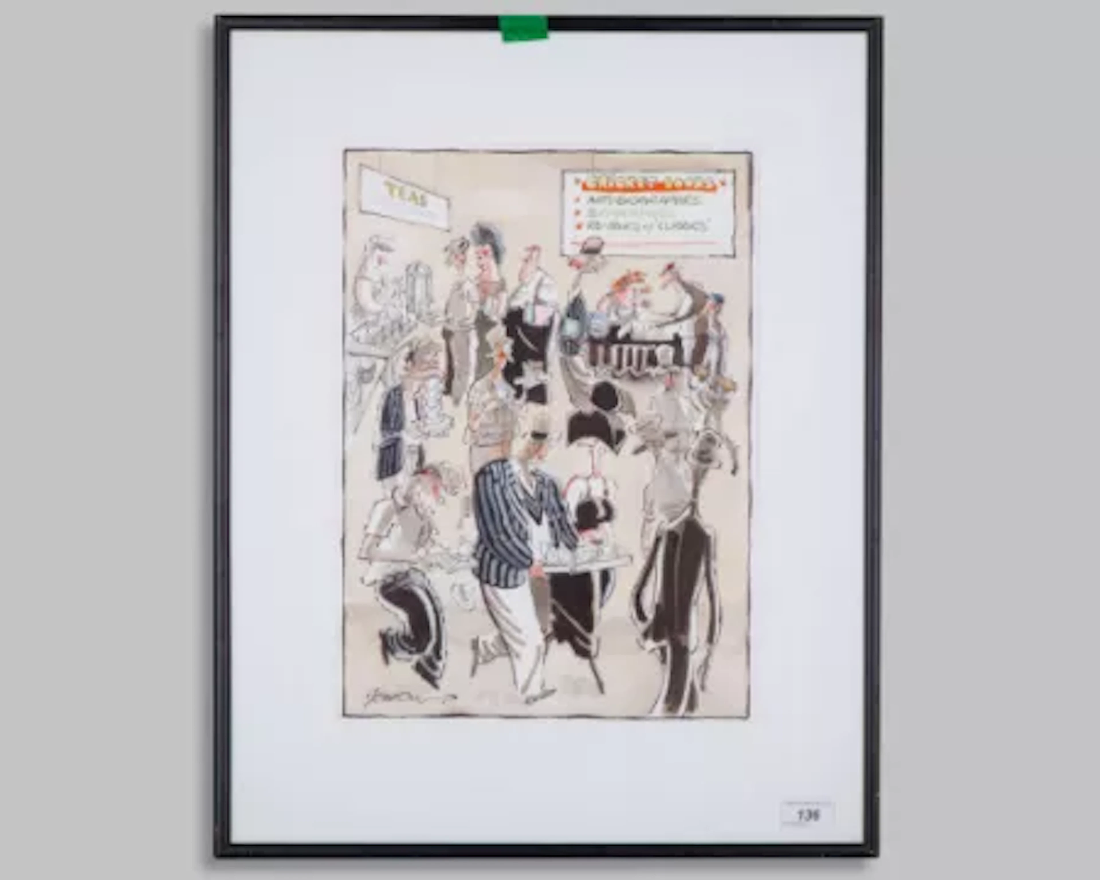 Original cartoon artwork by John Jensen titled ''Cricket Books''