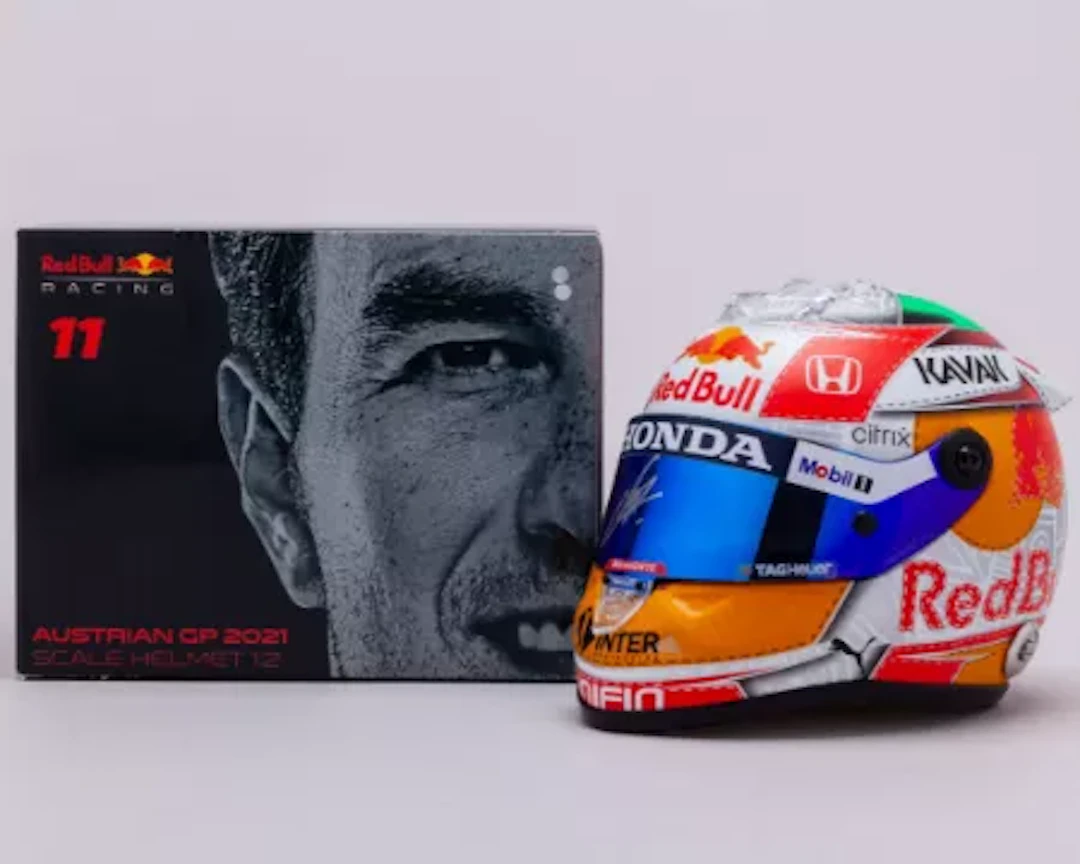 Sergio Perez 2021 Signed Red Bull 1:2 Scale Helmet - Austrian Grand