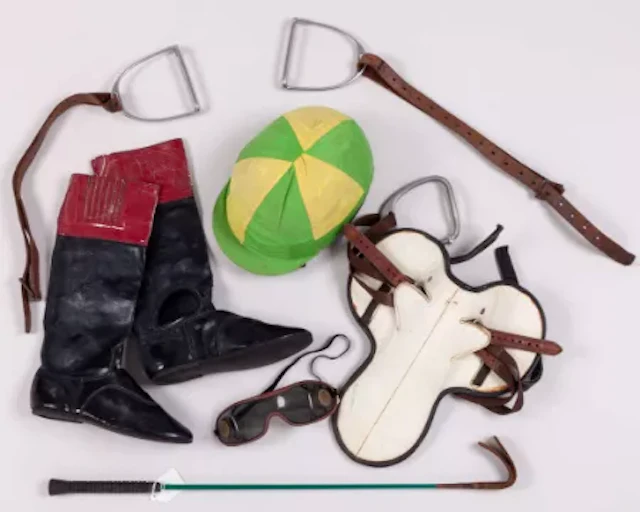 A fine group of Steve Cauthen's race riding equipment