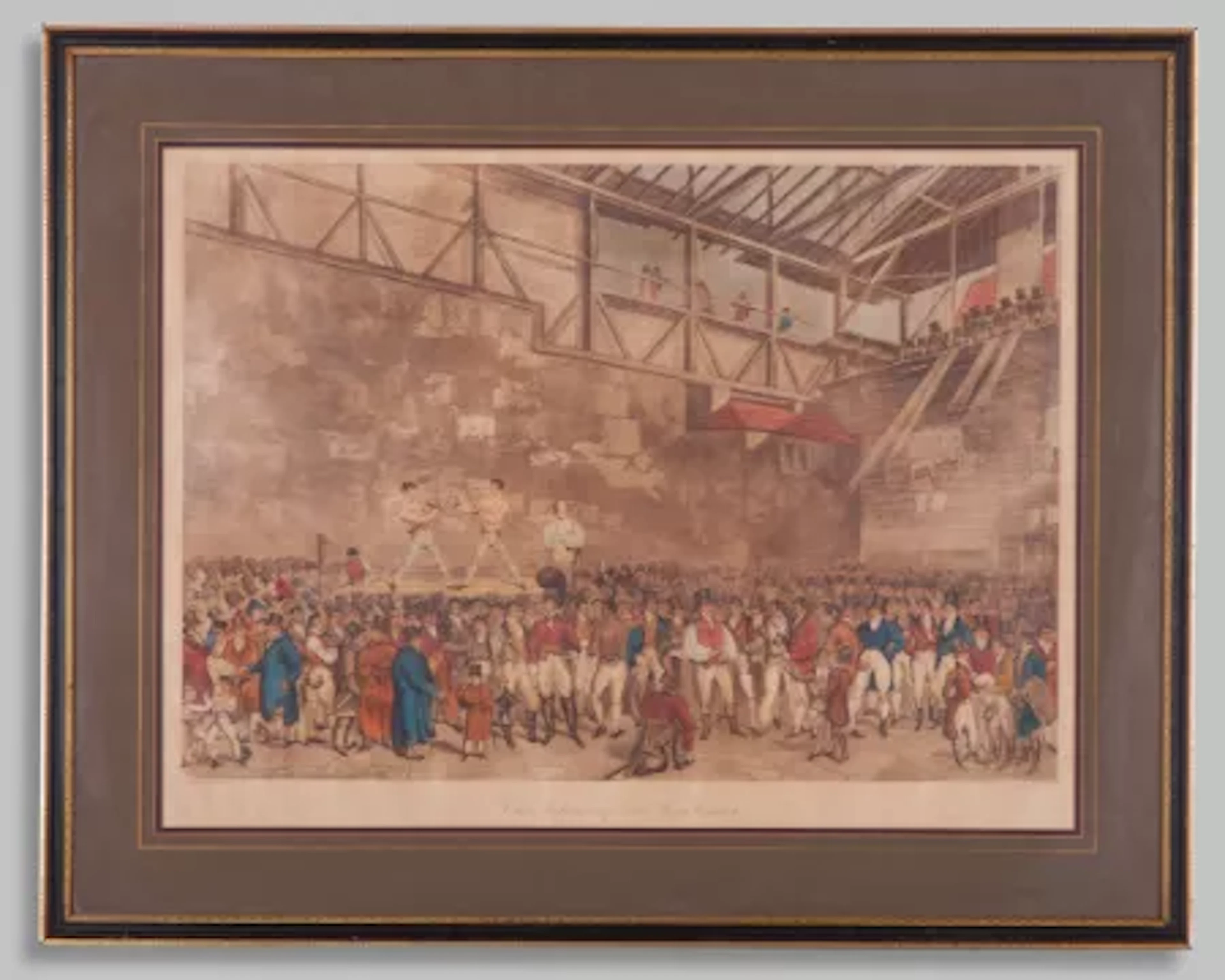 The Interior of the Fives Court printed by Thomas Blake, engraved