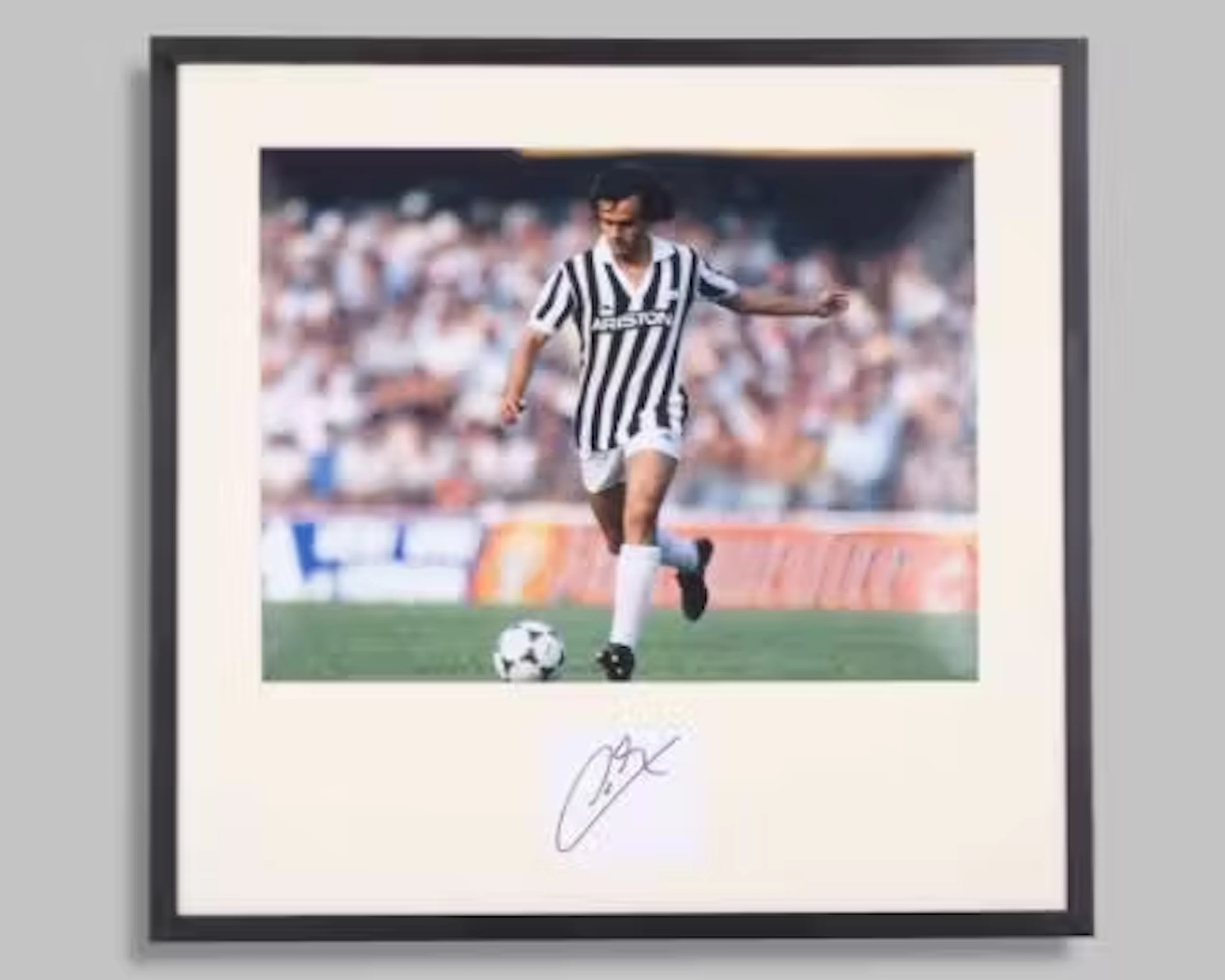 Michel Platini signed Juventus framed photograph presentation