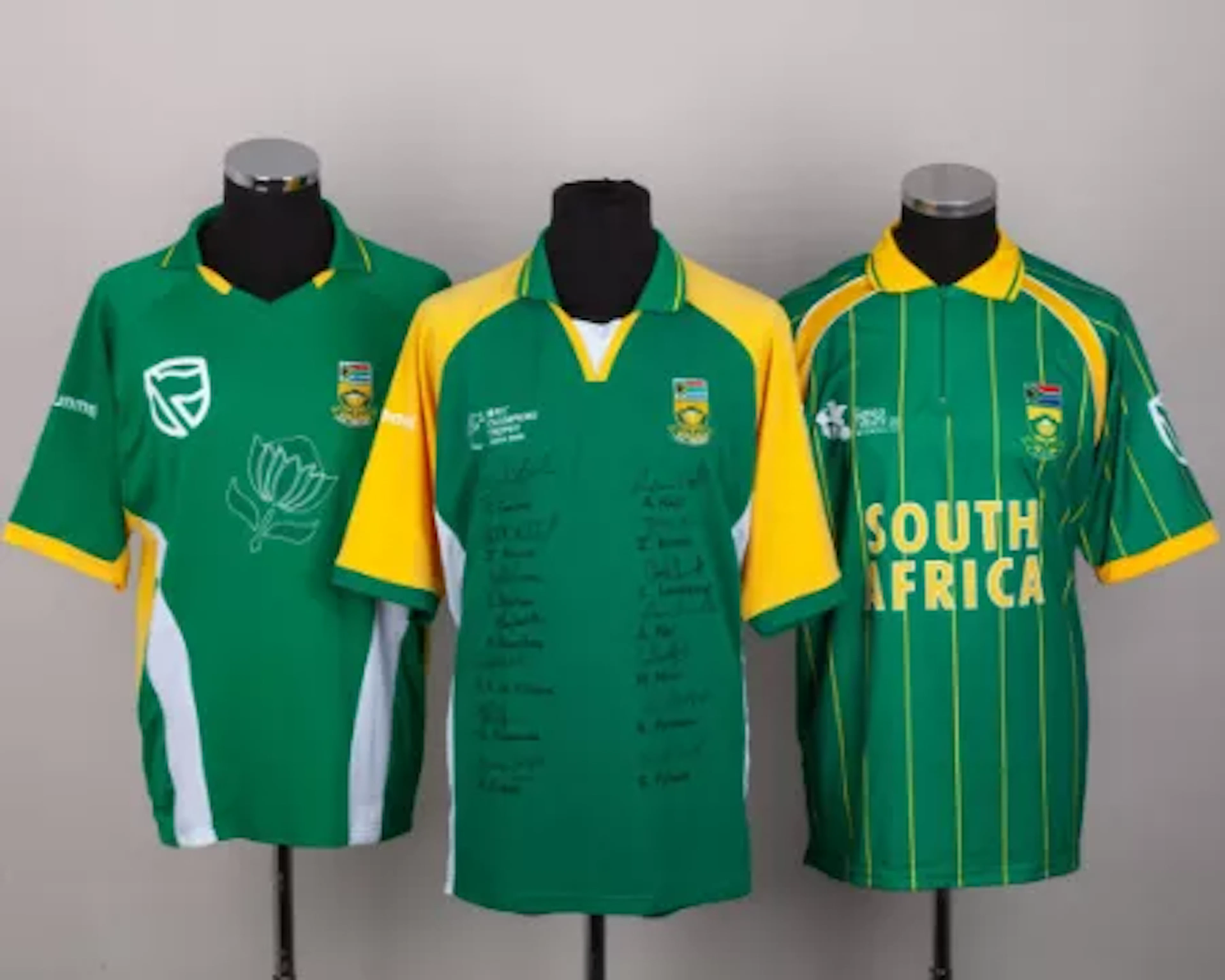 Andrew Hall green and yellow South Africa autographed Champions Trophy