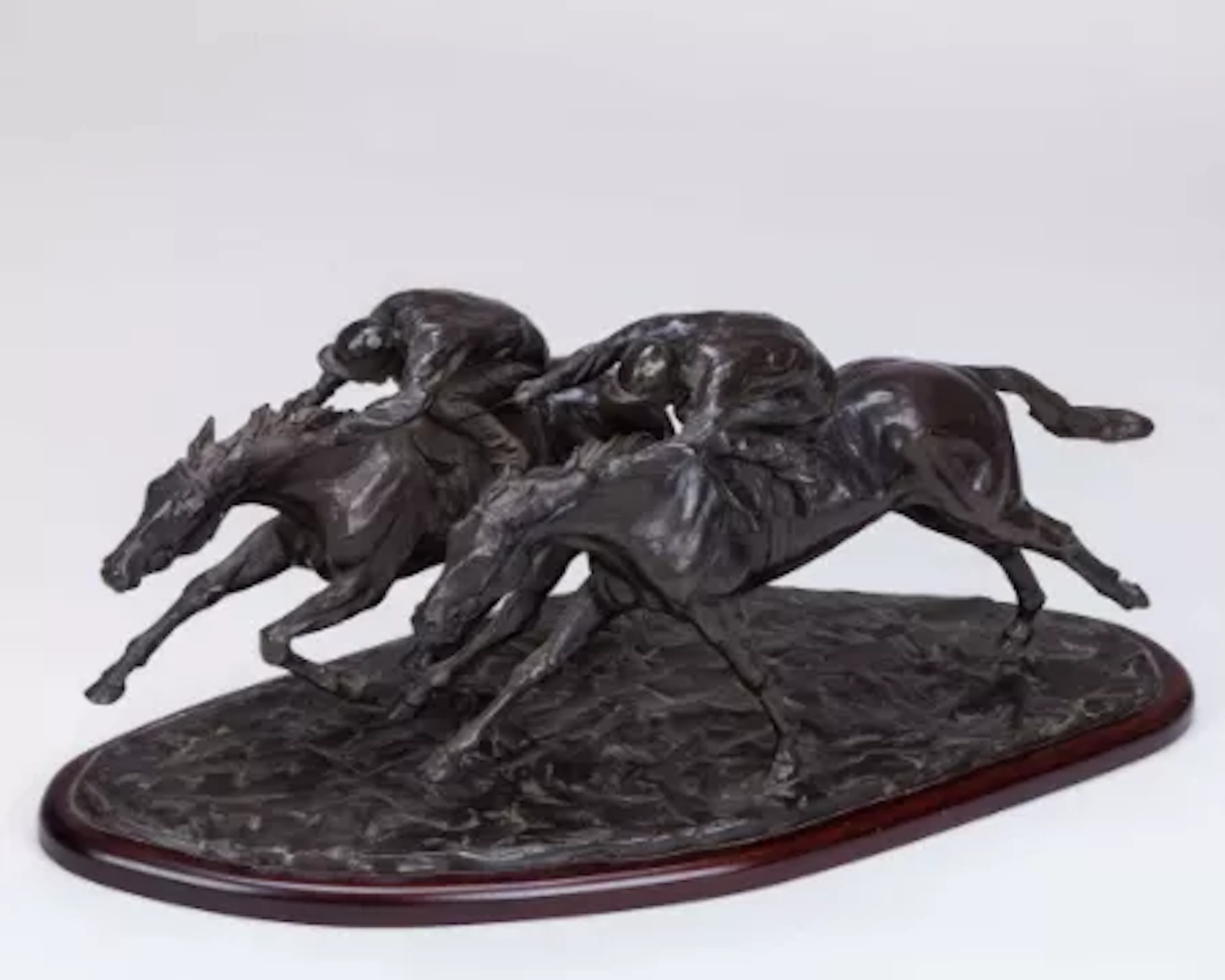 Philip Blacker (British, contemporary sculptor) bronze of two racehorses