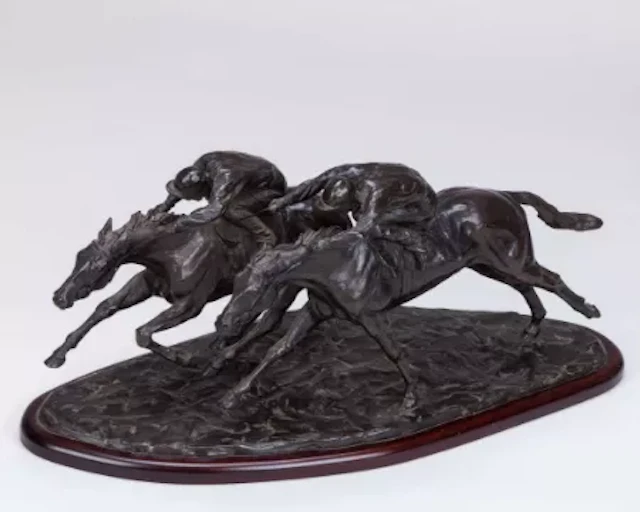 Philip Blacker (British, contemporary sculptor) bronze of two racehorses