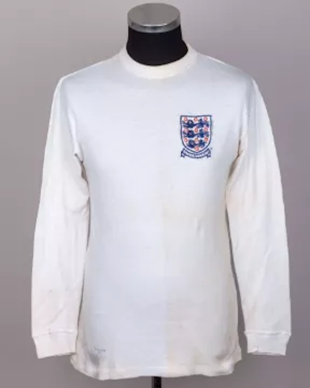 Emlyn Hughes a white No.3 England Under 23 match worn long-sleeved shirt