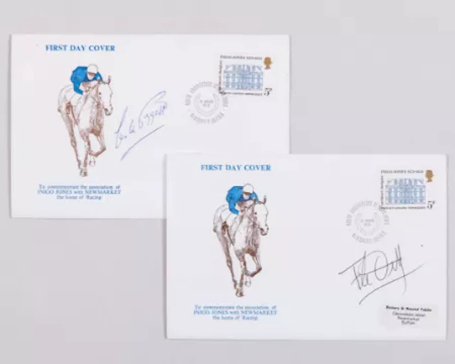 Pair of First Day Covers signed by the the jockeys Lester Piggott