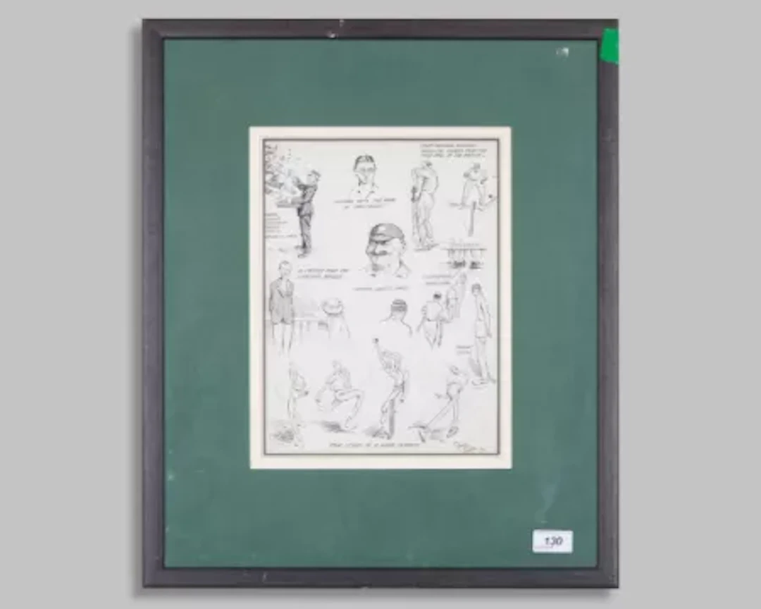 An original artwork by ''Short Slip'', cricket cartoon featuring a