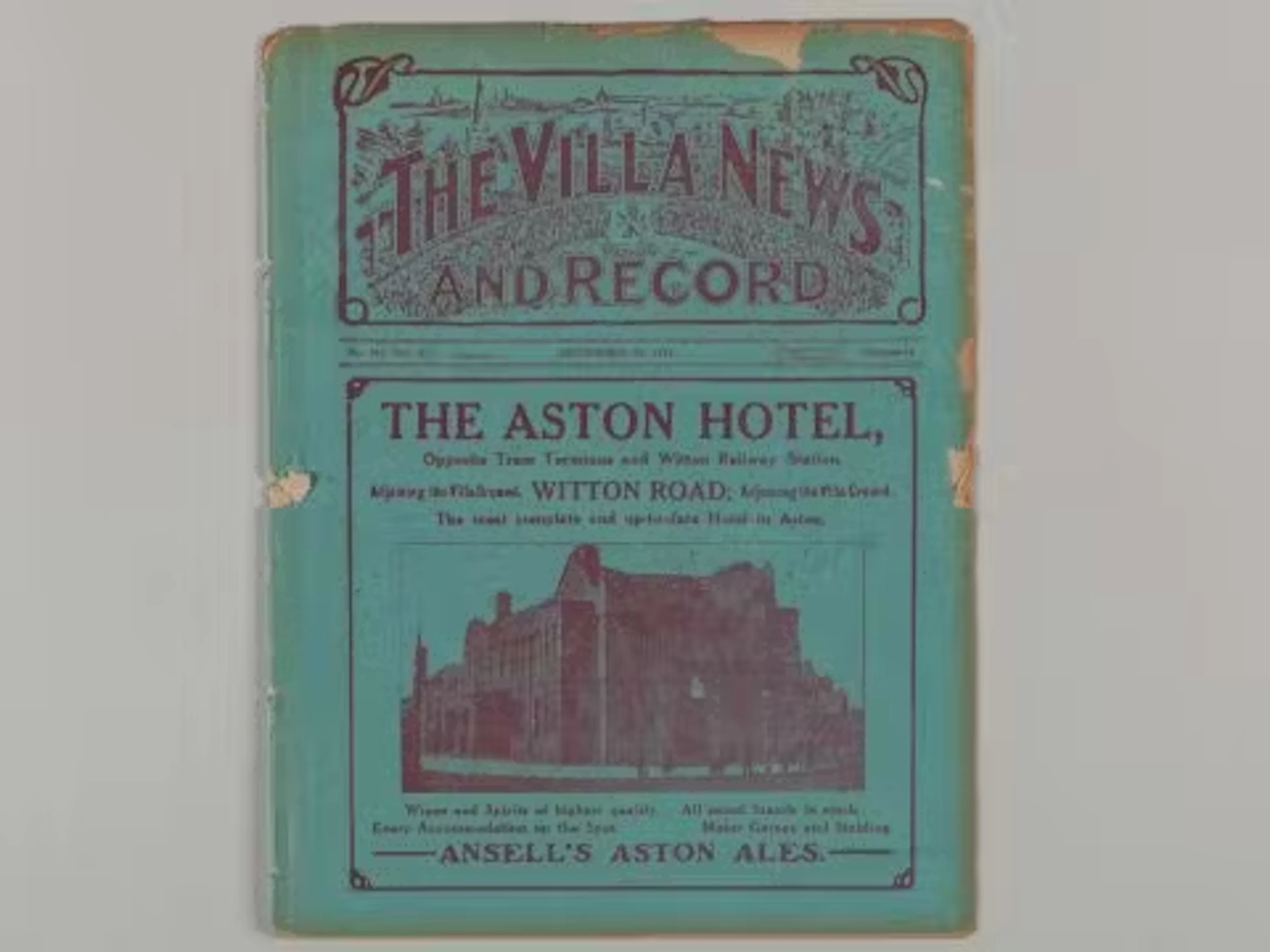 Aston Villa Reserves v. Liverpool Reserves match programme, 10th December 1921